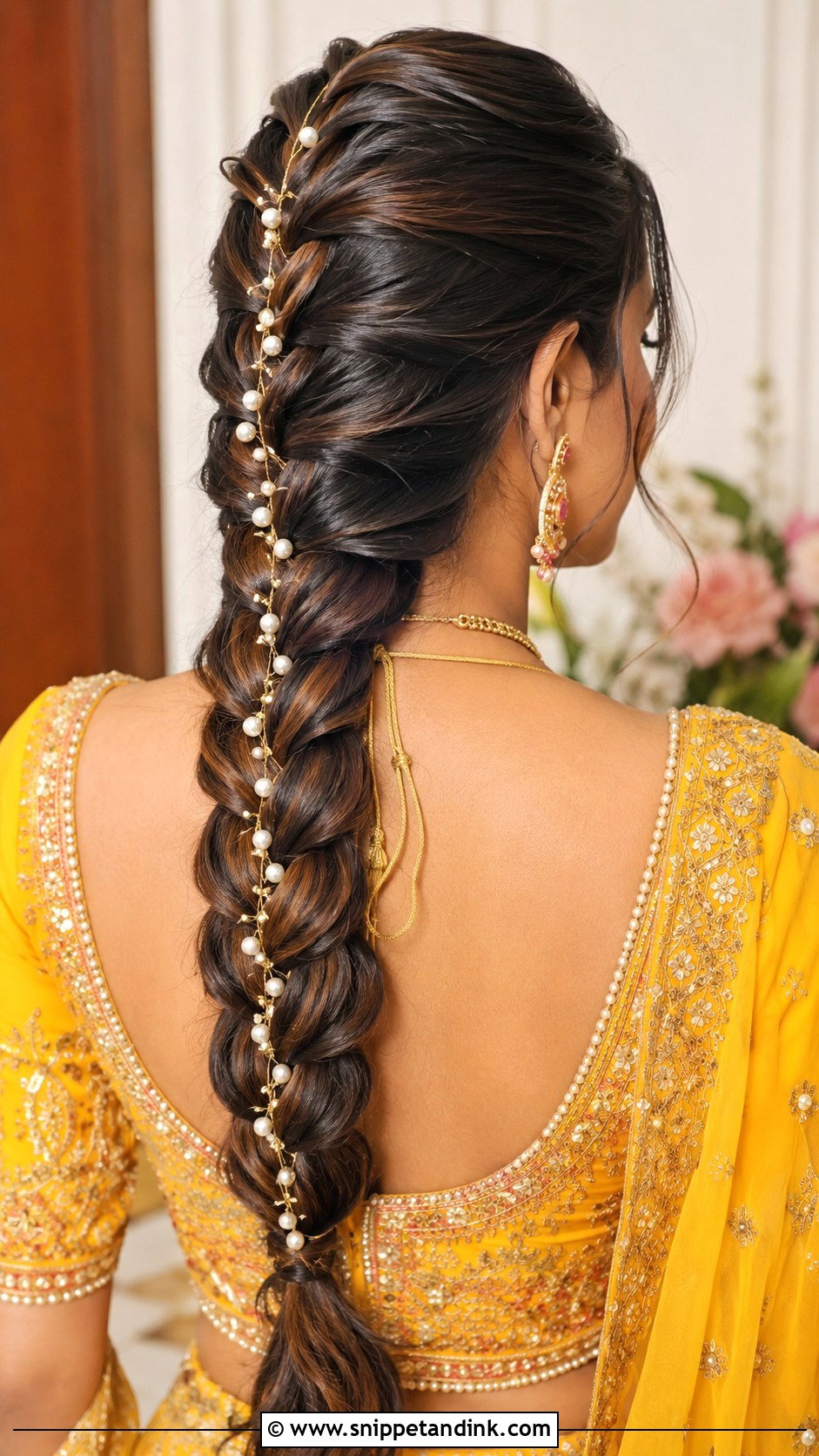 Dutch Braid With Pearls - Snippet and Ink - 25 Indian Weddings Bridal Hair Styles