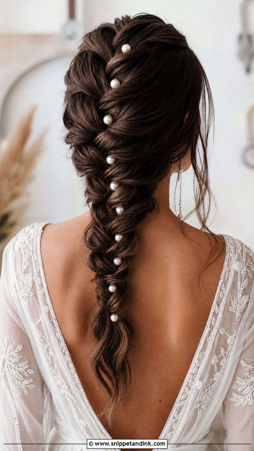 Dutch Braid with Pearl Accents - Snippet and Ink - 20 Pearls in Hair Wedding Ideas