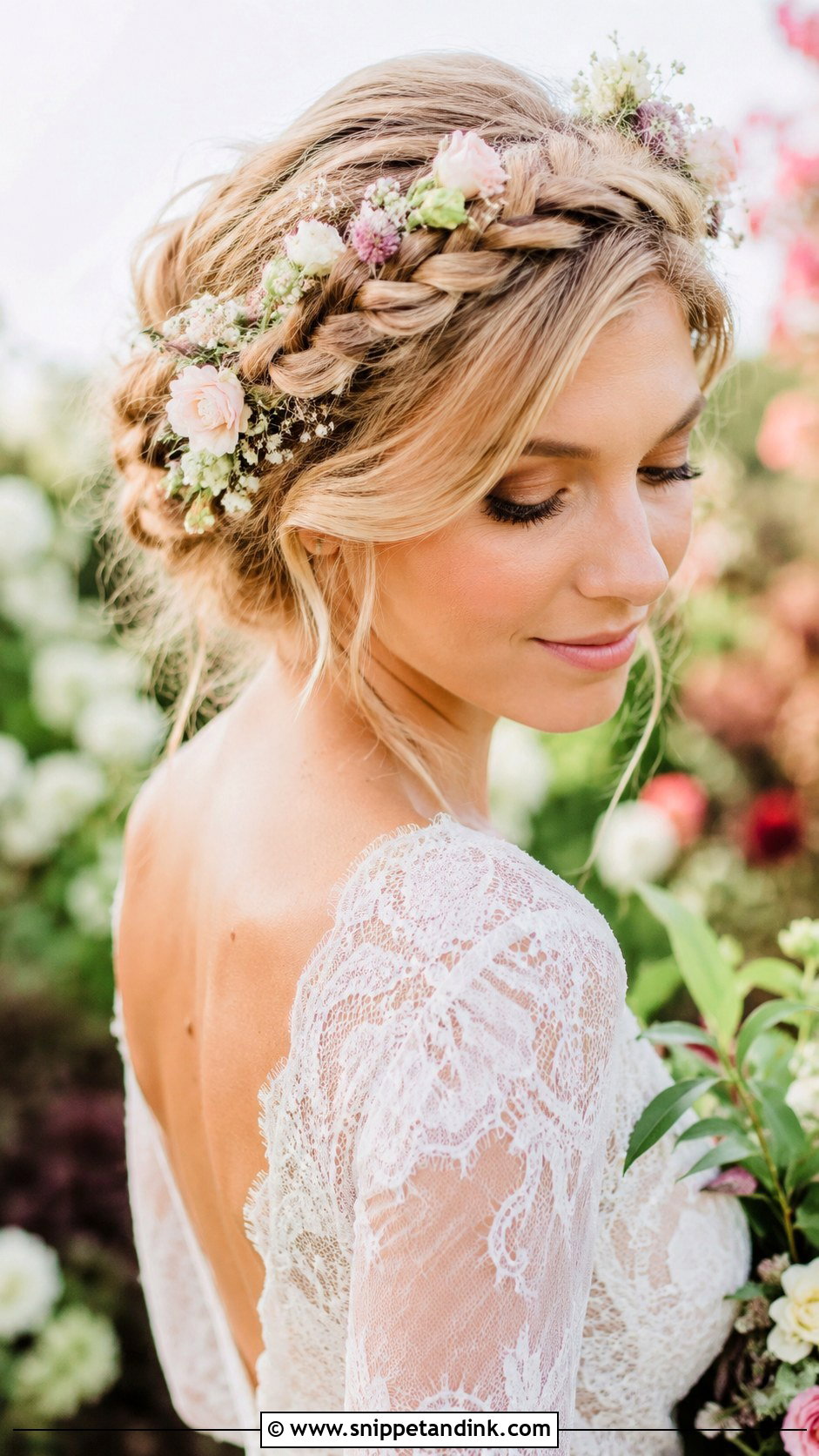 Dutch Halo Braid With Flowers - Snippet and Ink - 20 How to Duch Bride Hair Ideas