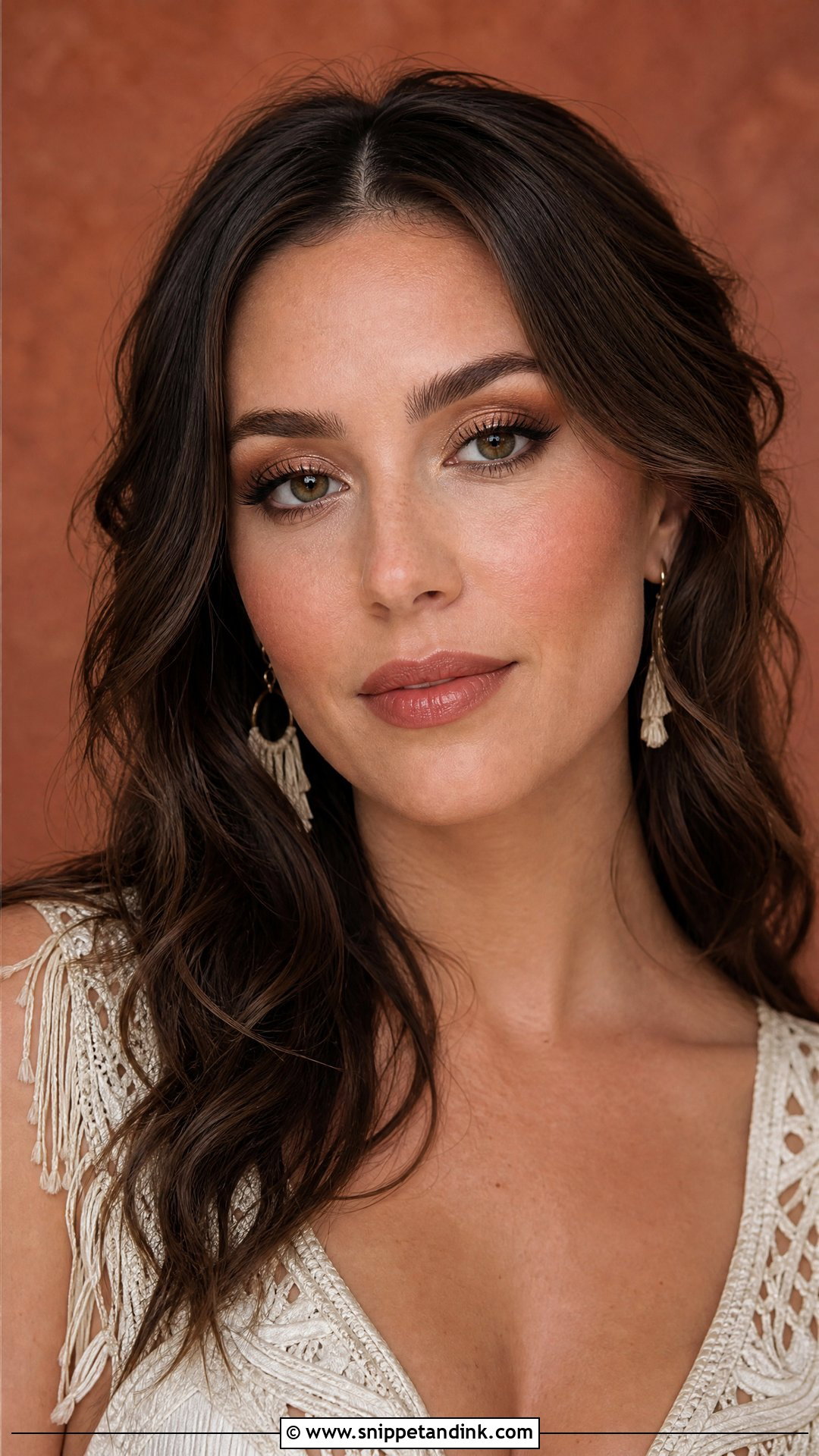 Earth Tone Boho Wedding Makeup For Brunettes - Snippet and Ink - 20 Boho Wedding Makeup Brunette Ideas