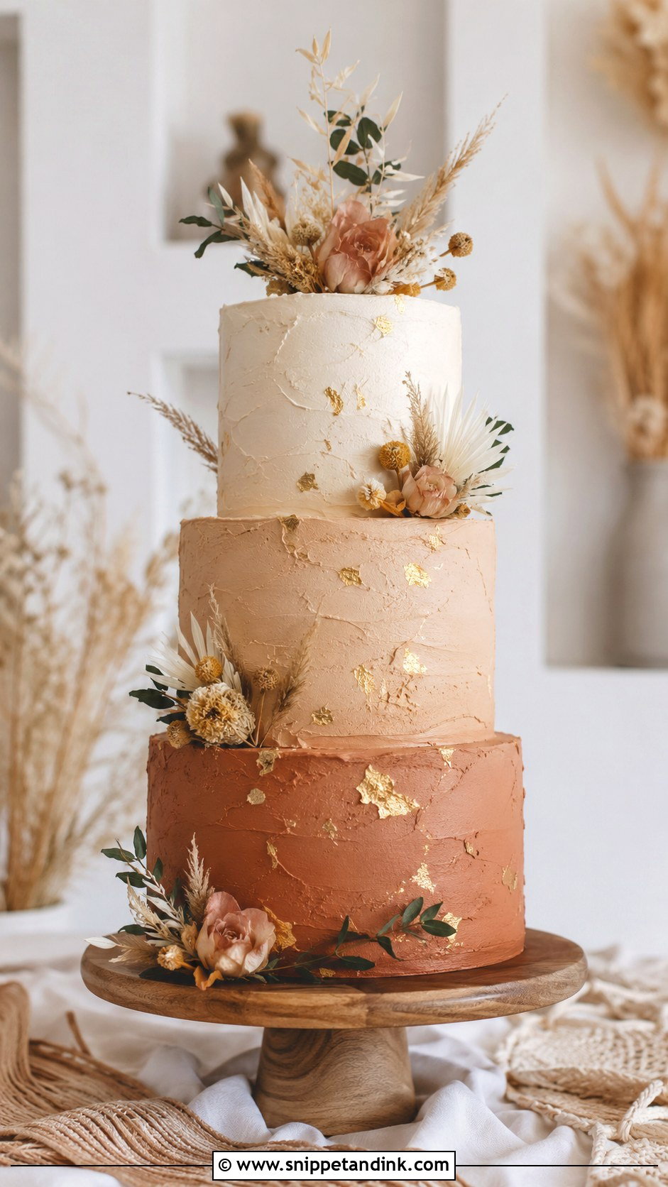 Earth Tone Ombre Wedding Cake - Snippet and Ink - 20 Bohemian Cake Ideas for Wedding