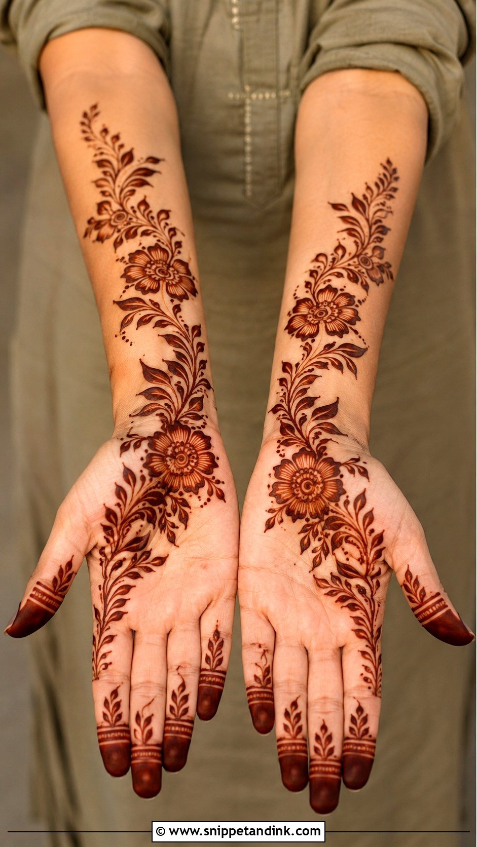 Easy Arabic Front Hand Mehndi Design - Snippet and Ink - 35 Simple Front Hand Mehndi Designs