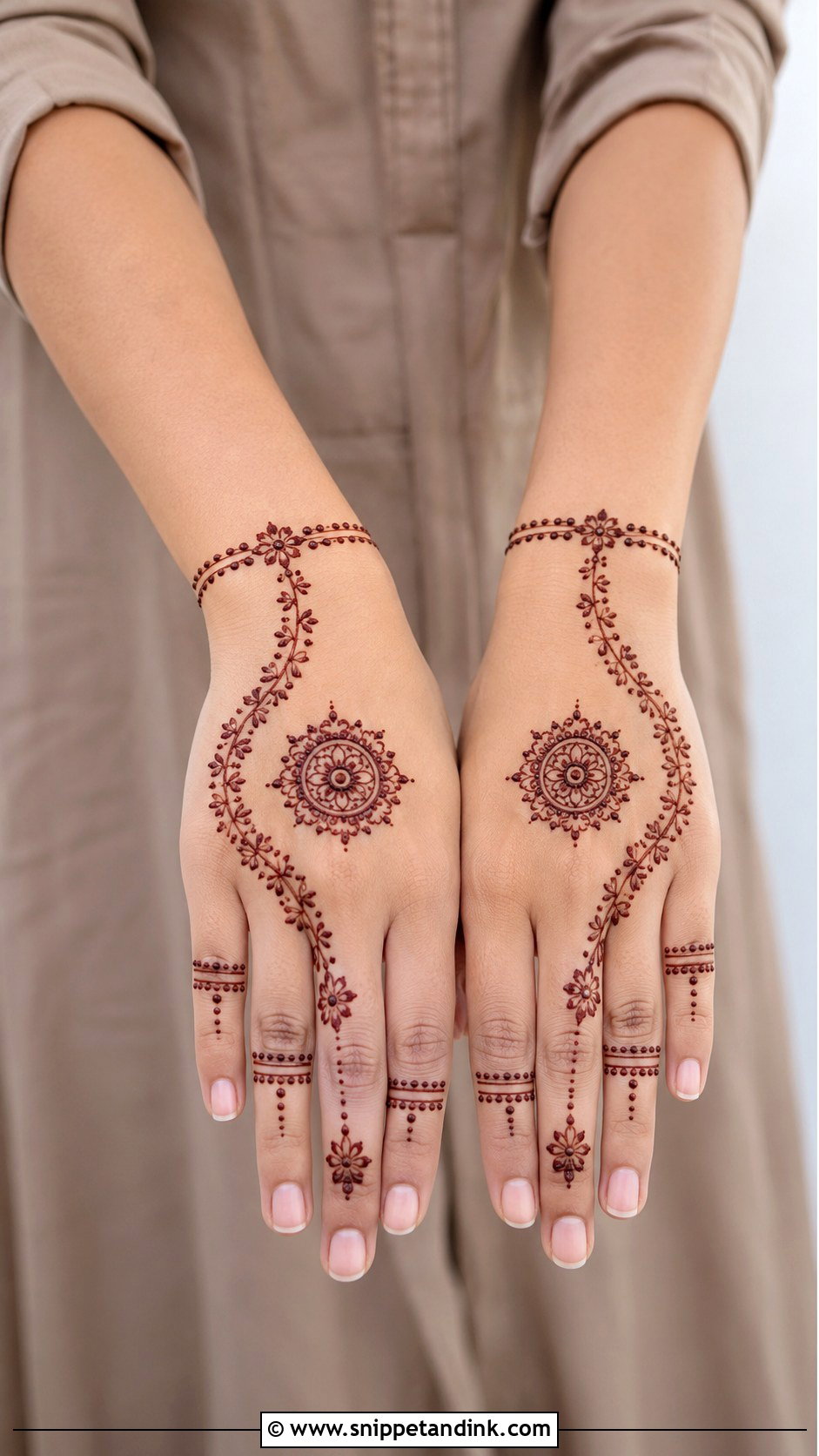 Easy Back Hand Mehndi Design - Snippet and Ink - 35 Trendy Back Hand Mehndi Designs