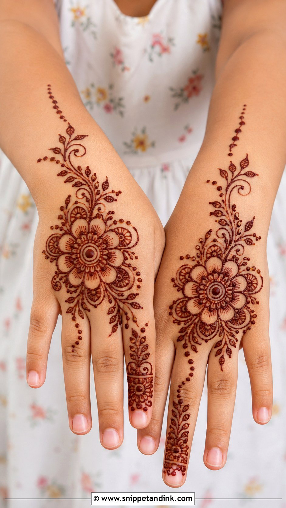 Easy Back Hand Mehndi Design for Kids - Snippet and Ink - 30 Very Easy Mehndi Designs for Kids