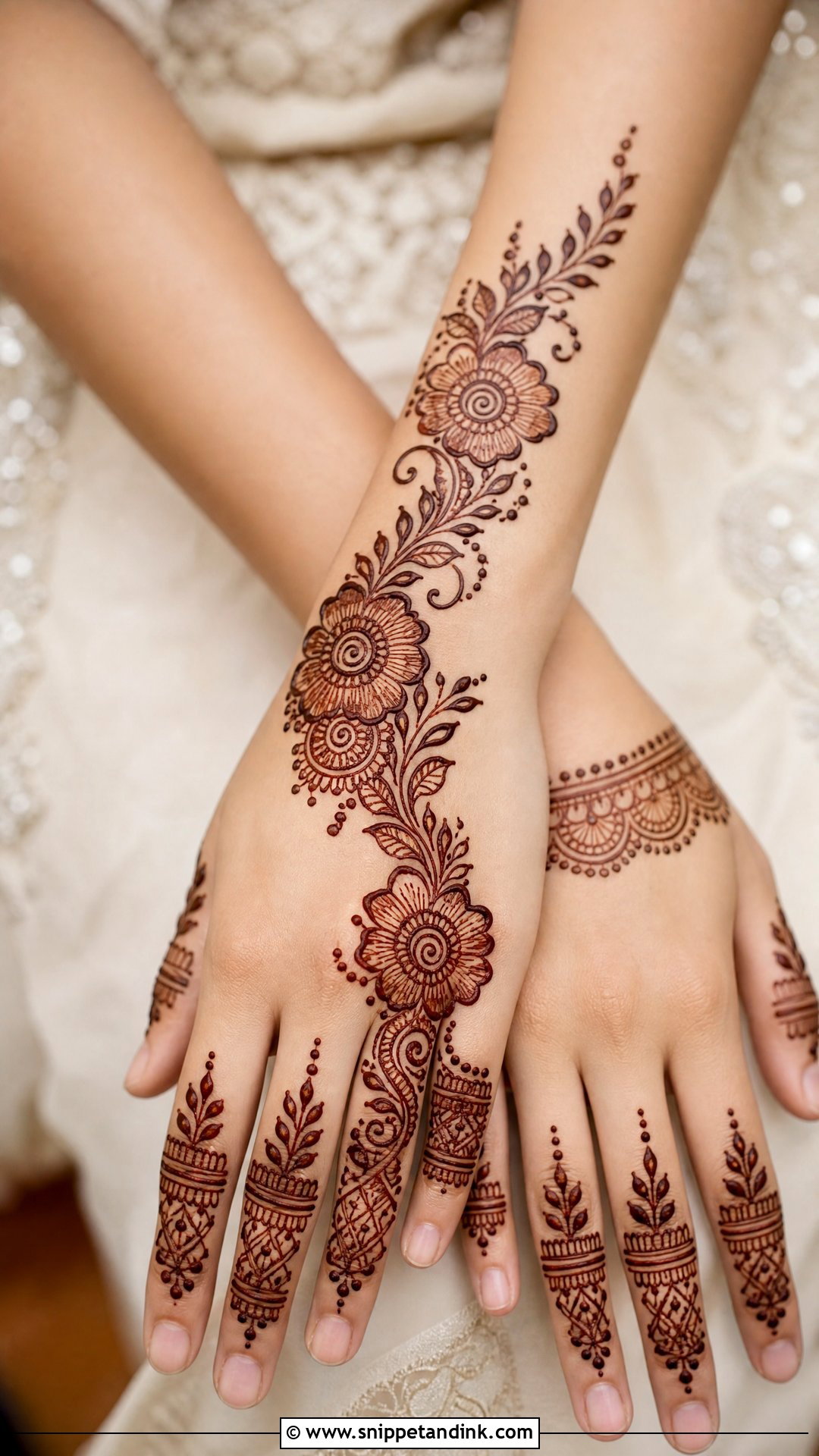 Easy Bridal Back Hand Mehndi Full Hand - Snippet and Ink - 20 Simple Easy Full Hand Bridal Back Hand Mehndi Designs