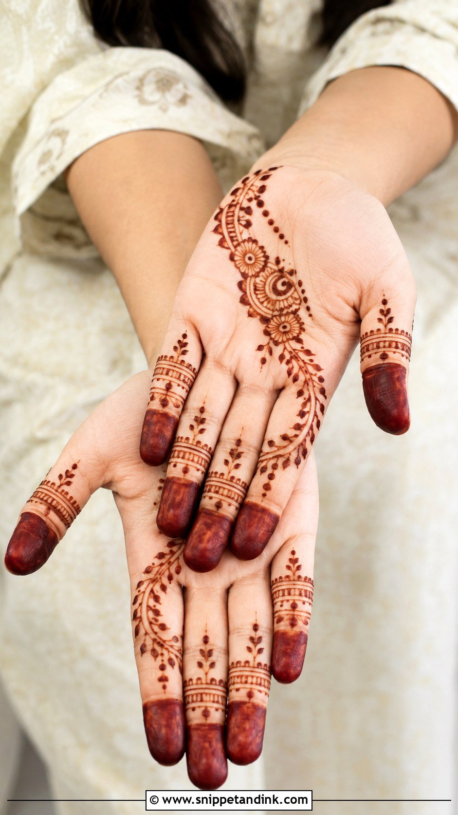 Easy Finger Mehndi Design - Snippet and Ink - 35 Finger Mehndi Design Ideas