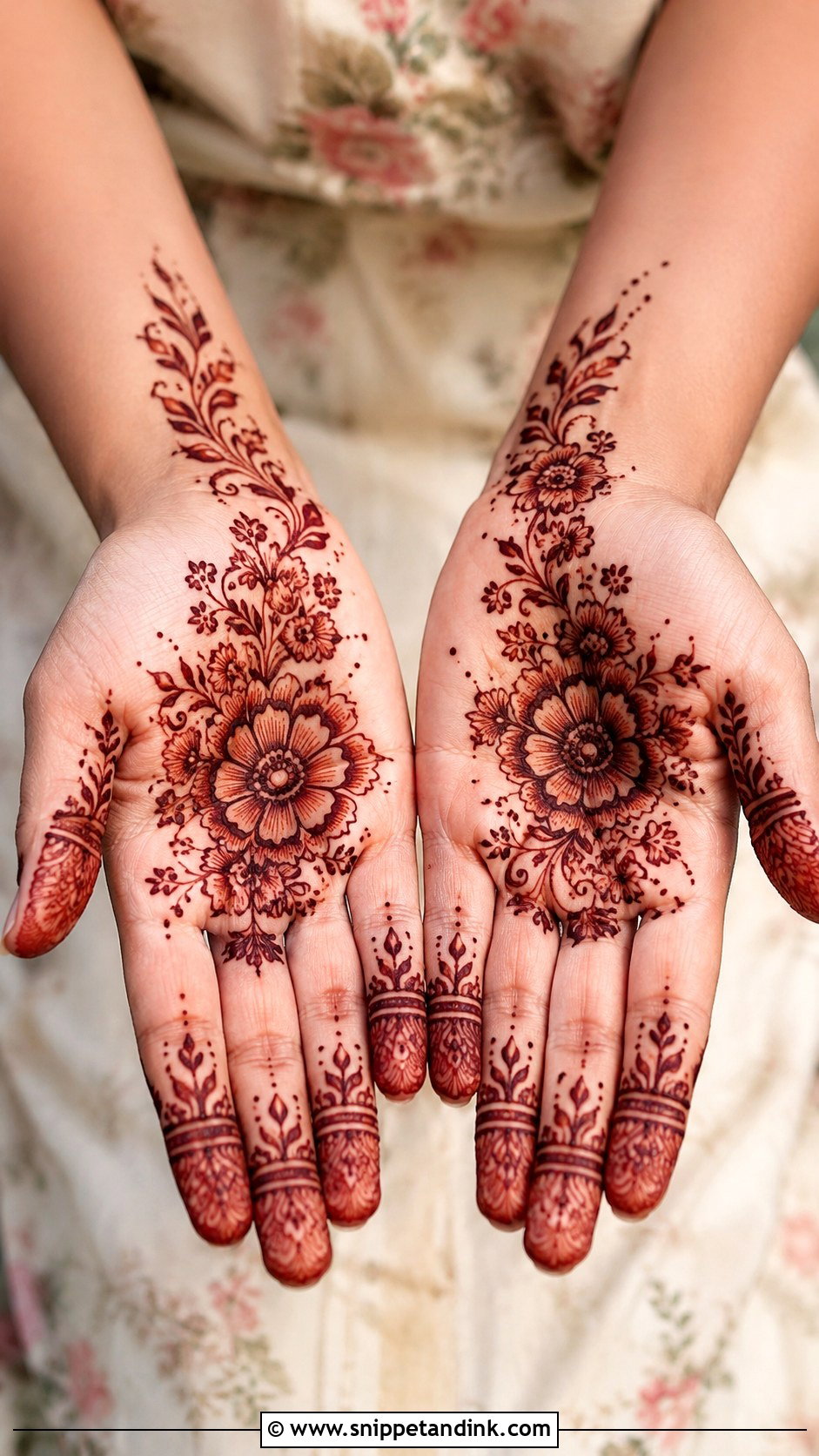 Easy Floral Palm Mehndi Design - Snippet and Ink - 35 Simple Easy Palm Mehndi Design Ideas