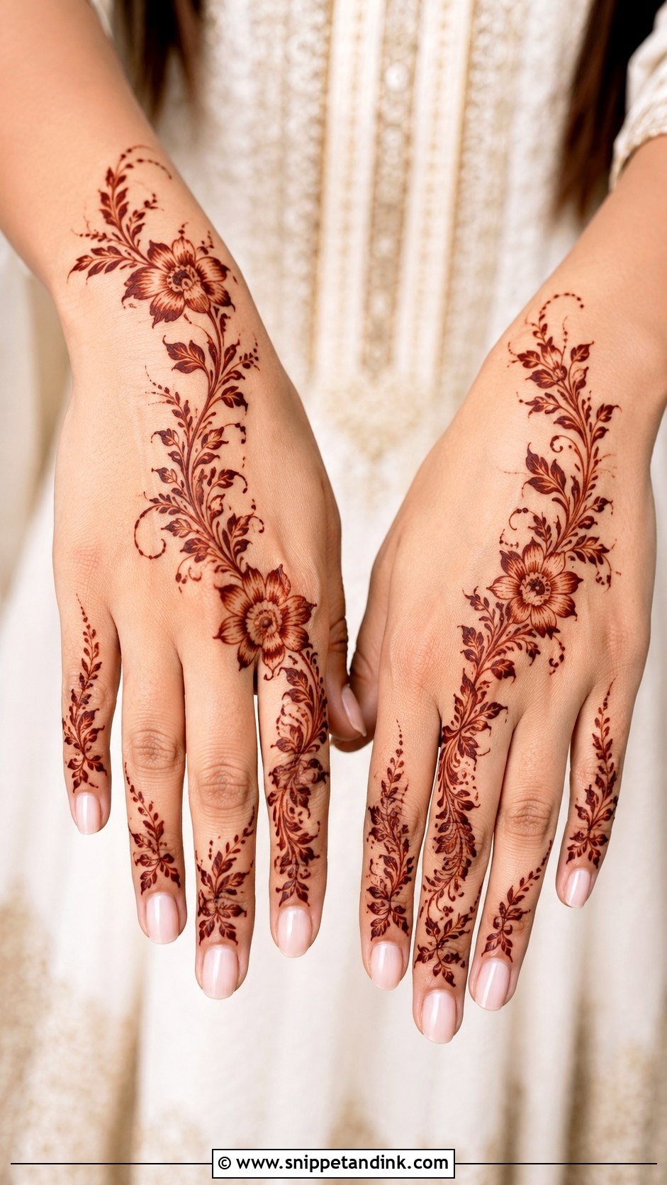 Easy Flower Vine Mehndi Design - Snippet and Ink - 35 Easy Mehndi Designs for Beginners