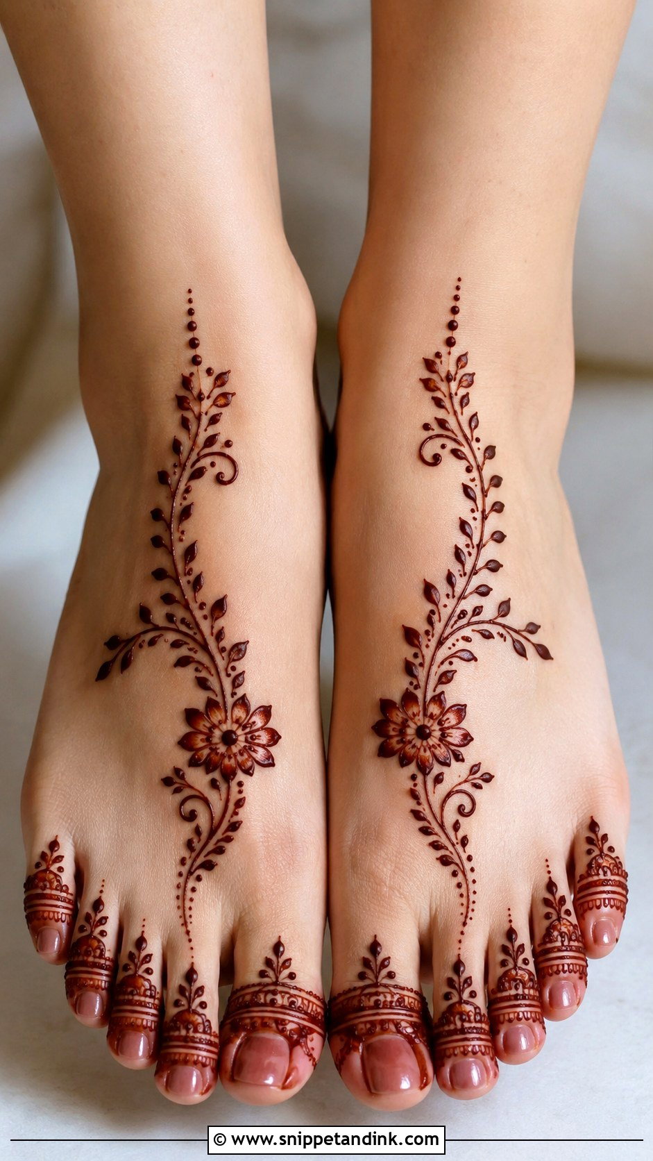Easy Foot Mehndi Design - Snippet and Ink - 35 Foot Mehndi Designs