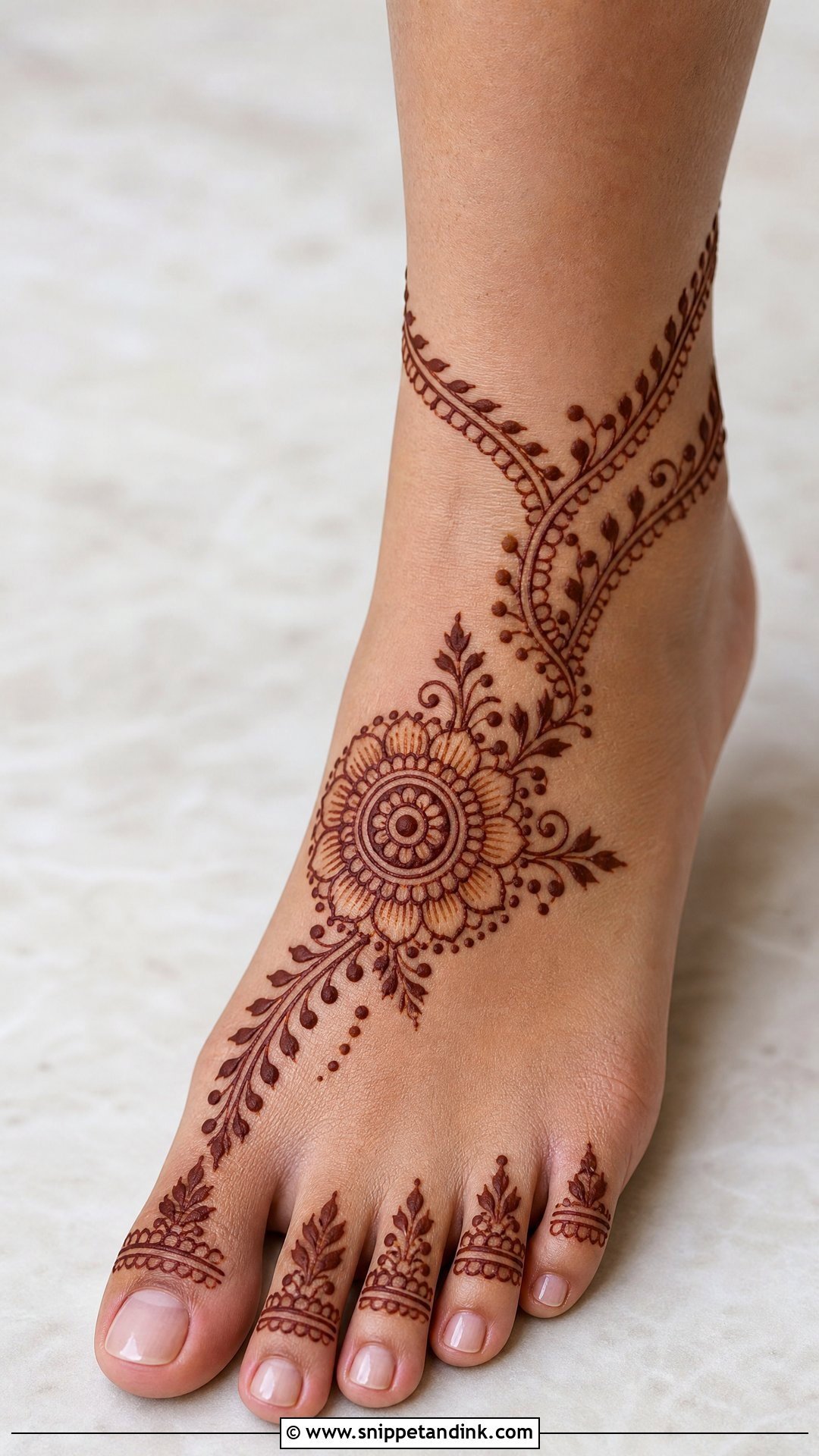 Easy Foot Mehndi Design - Snippet and Ink - 35 Easy Mehndi Designs