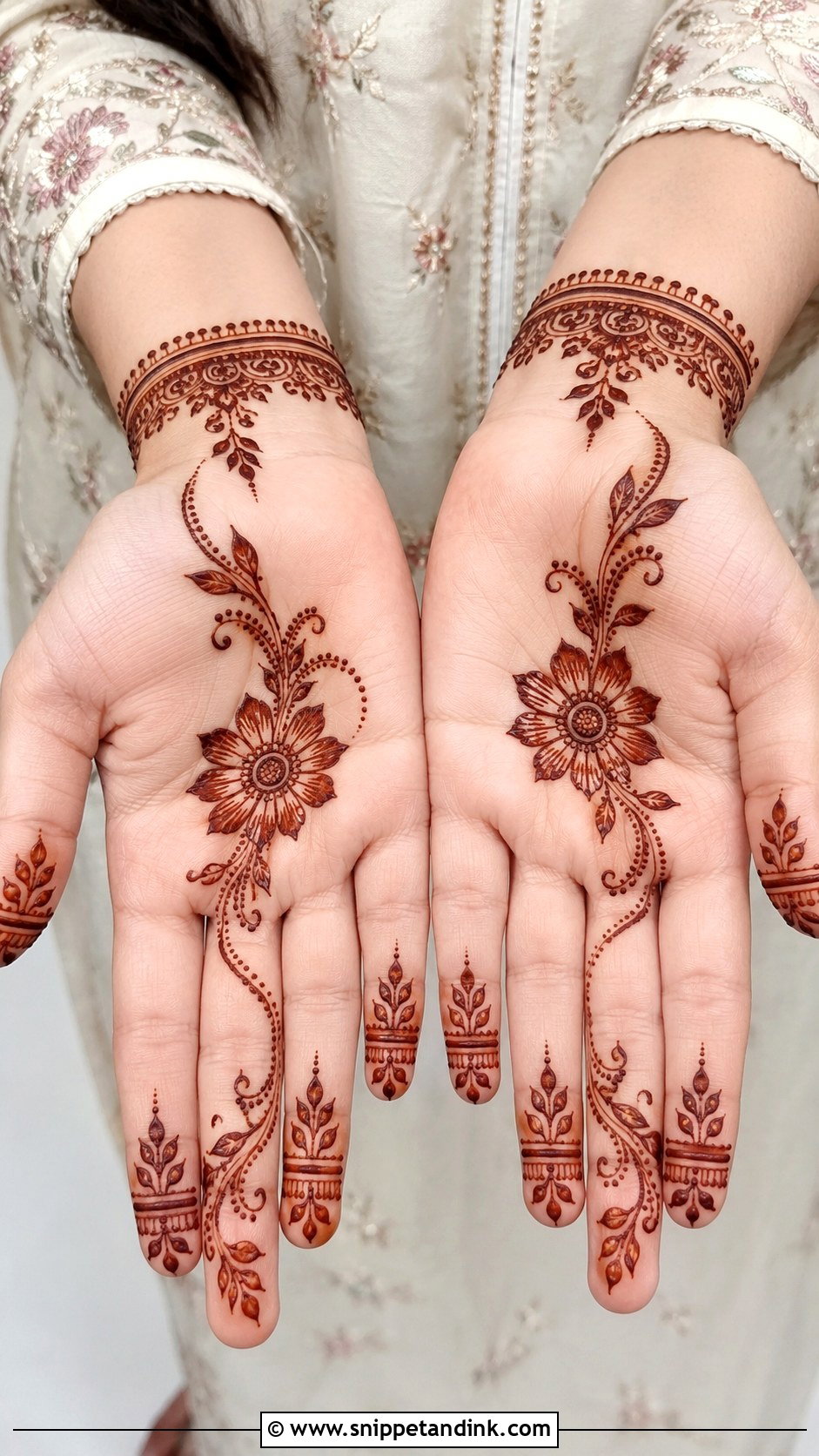 Easy Front Hand Mehndi Design - Snippet and Ink - 35 Beautiful Front Hand Mehndi Design Ideas