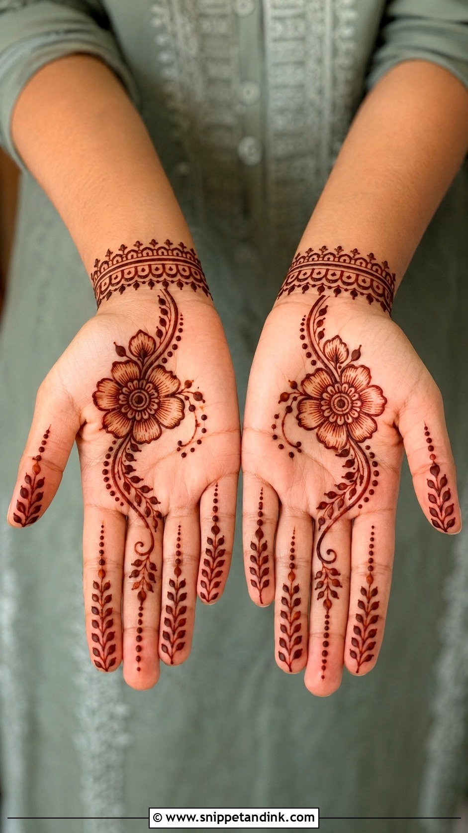 Easy Front Hand Mehndi Design - Snippet and Ink - 35 Front Hand Mehndi Designs