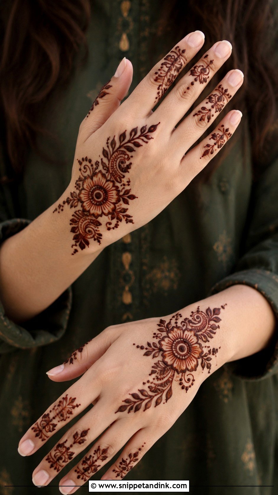 Easy Half Hand Mehndi Design - Snippet and Ink - 35 Easy Mehndi Designs for Beginners