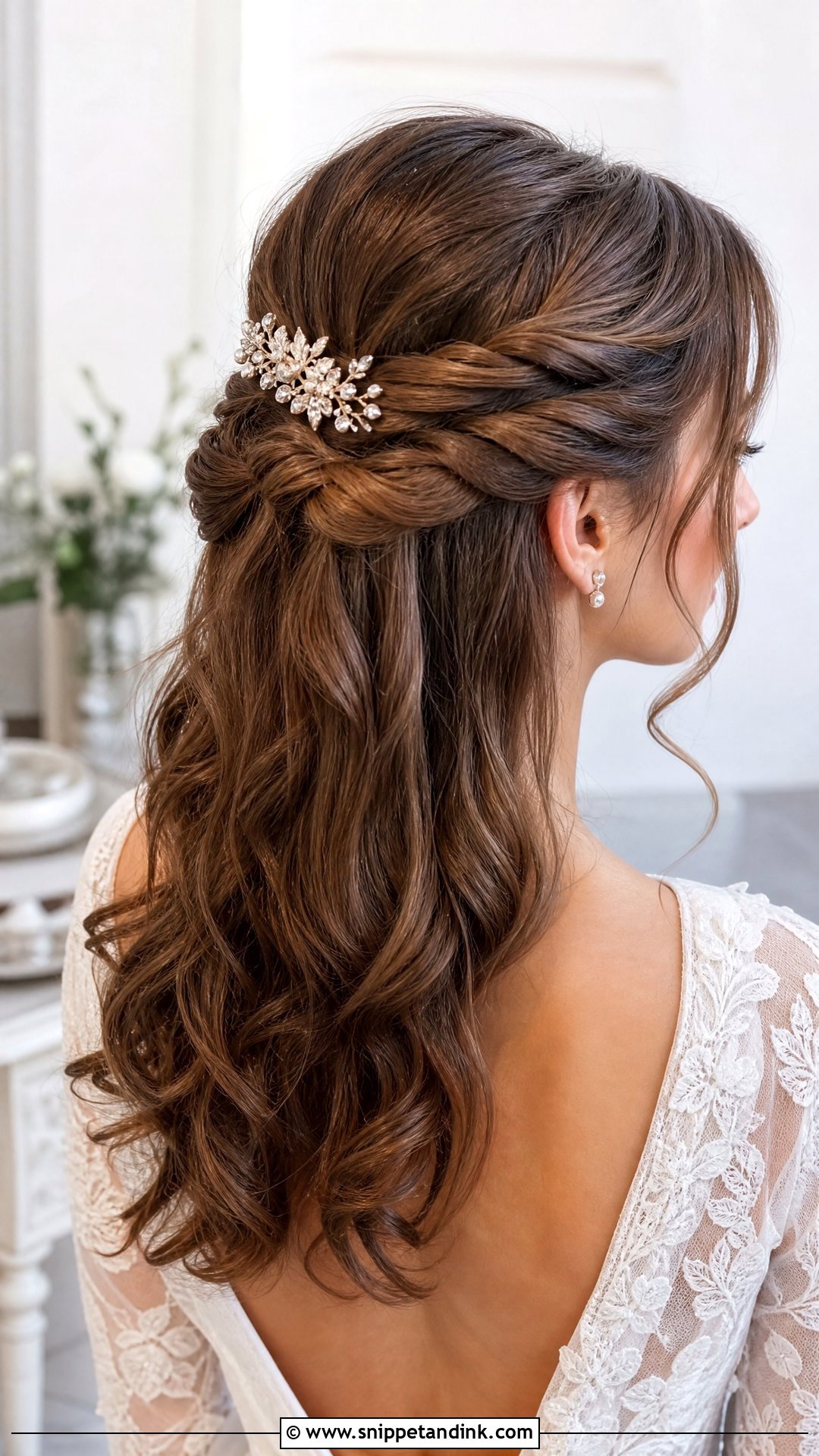 Easy Half Up Wedding Hairstyle - Snippet and Ink - 15 Easy Wedding Hairstyles for Bride