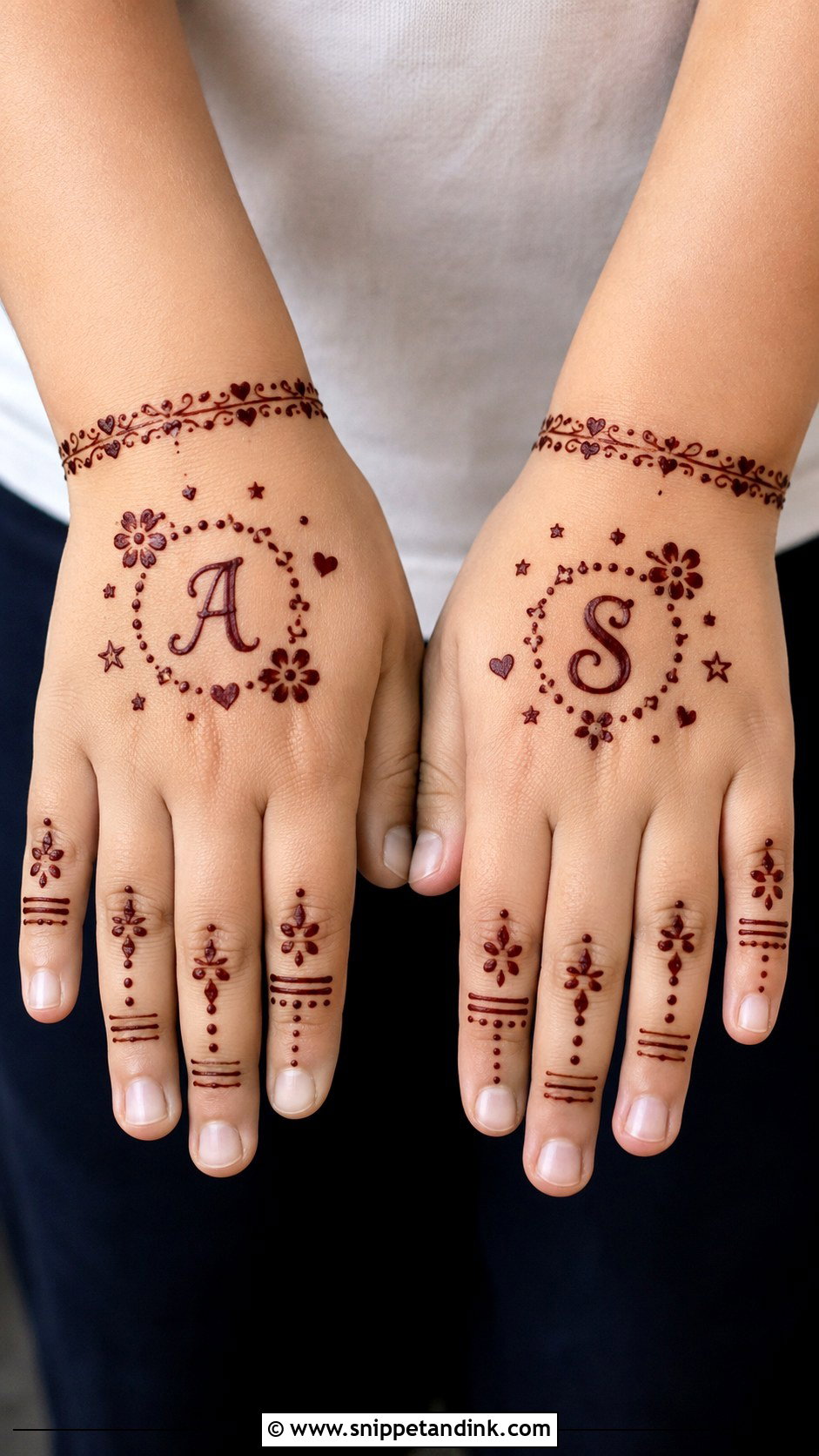Easy Initial Mehndi Design for Kids - Snippet and Ink - 30 Very Easy Mehndi Designs for Kids