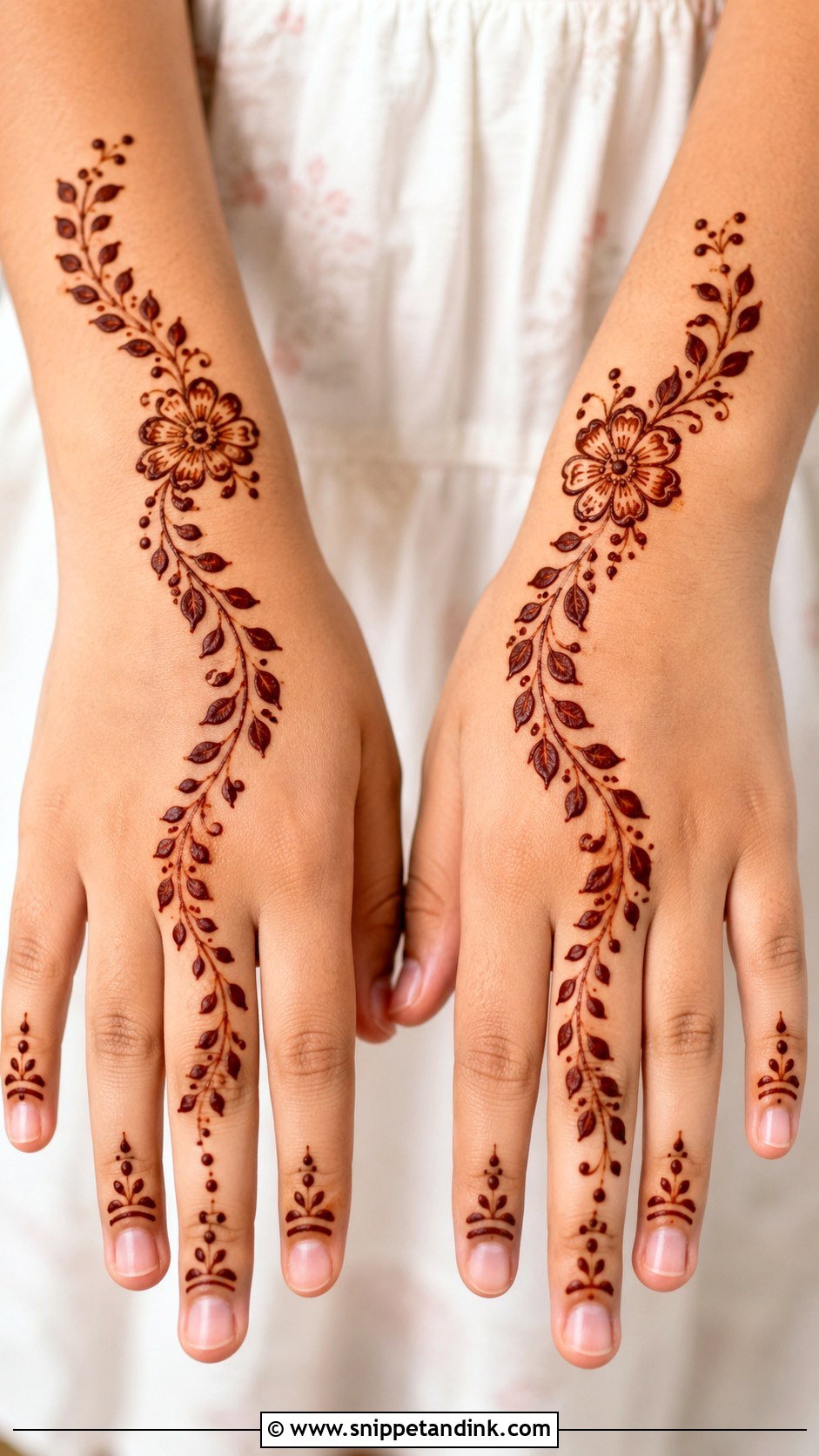 Easy Leaf Trail Mehndi Design for Kids - Snippet and Ink - 30 Very Easy Mehndi Designs for Kids