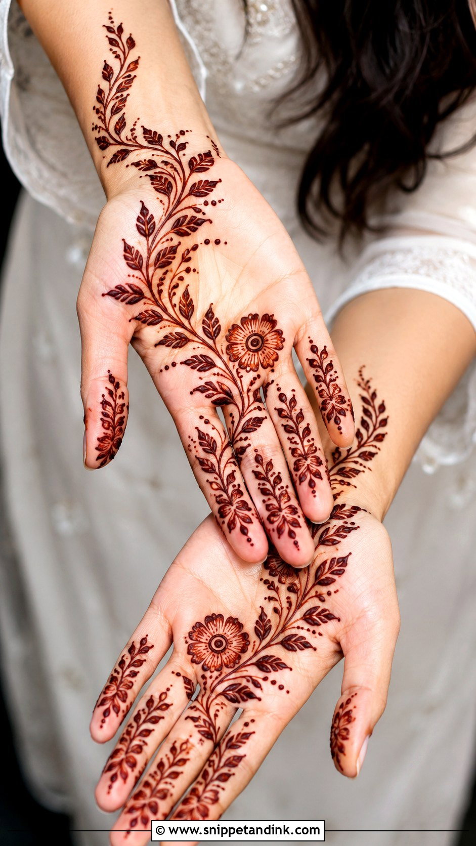 Easy Leafy Palm Mehndi Design - Snippet and Ink - 35 Simple Easy Palm Mehndi Design Ideas