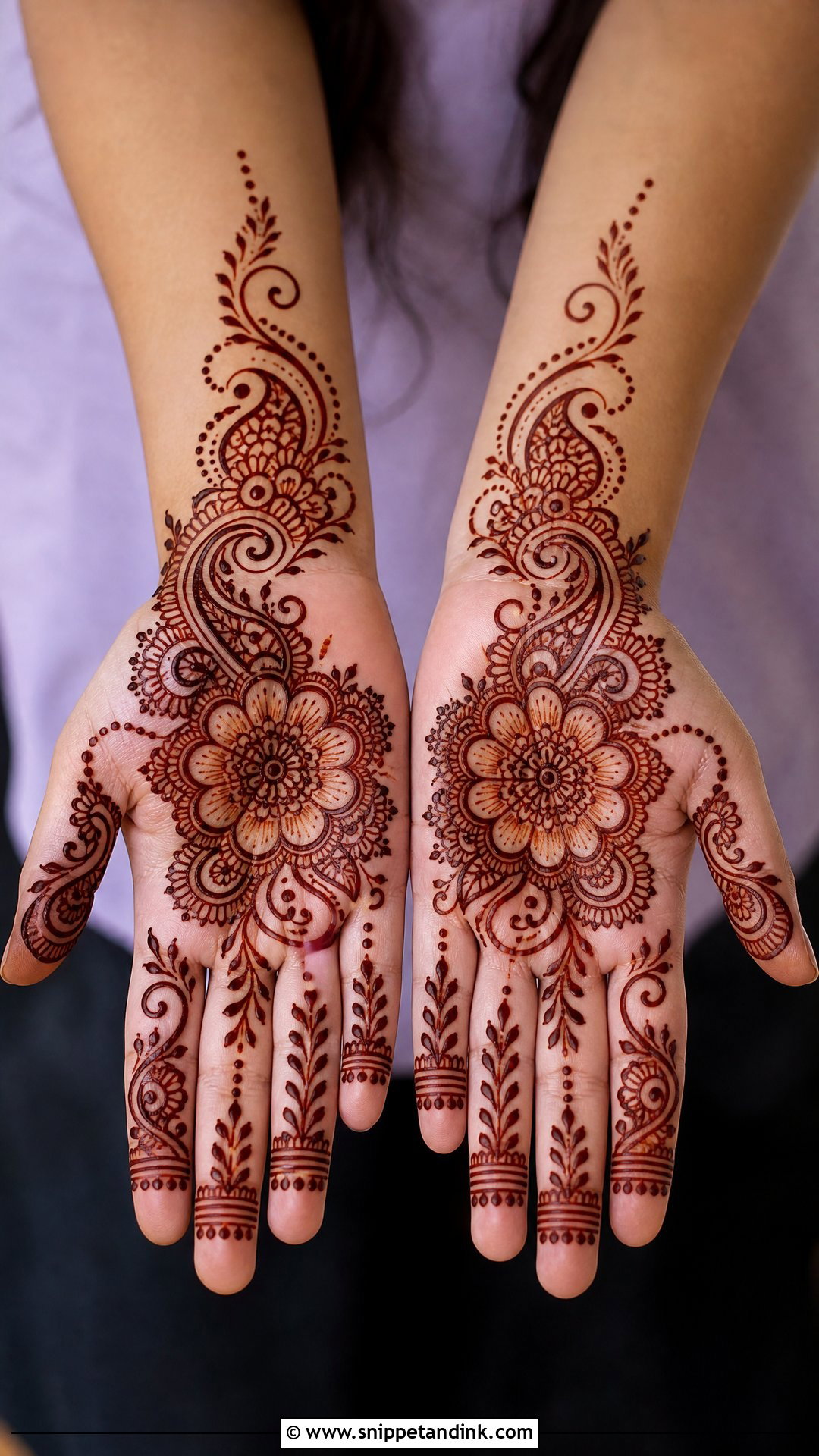 Easy Palm Front Hand Mehndi Design - Snippet and Ink - 35 Simple Easy Front Hand Mehndi Designs