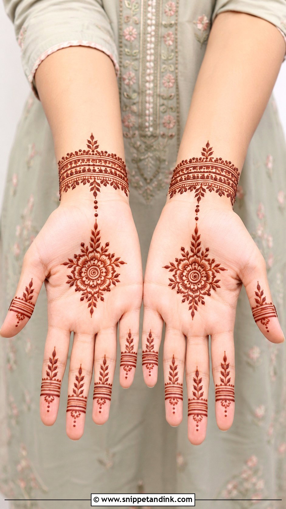 Easy Palm Mehndi Design With Wrist Band - Snippet and Ink - 35 Simple Easy Palm Mehndi Design Ideas