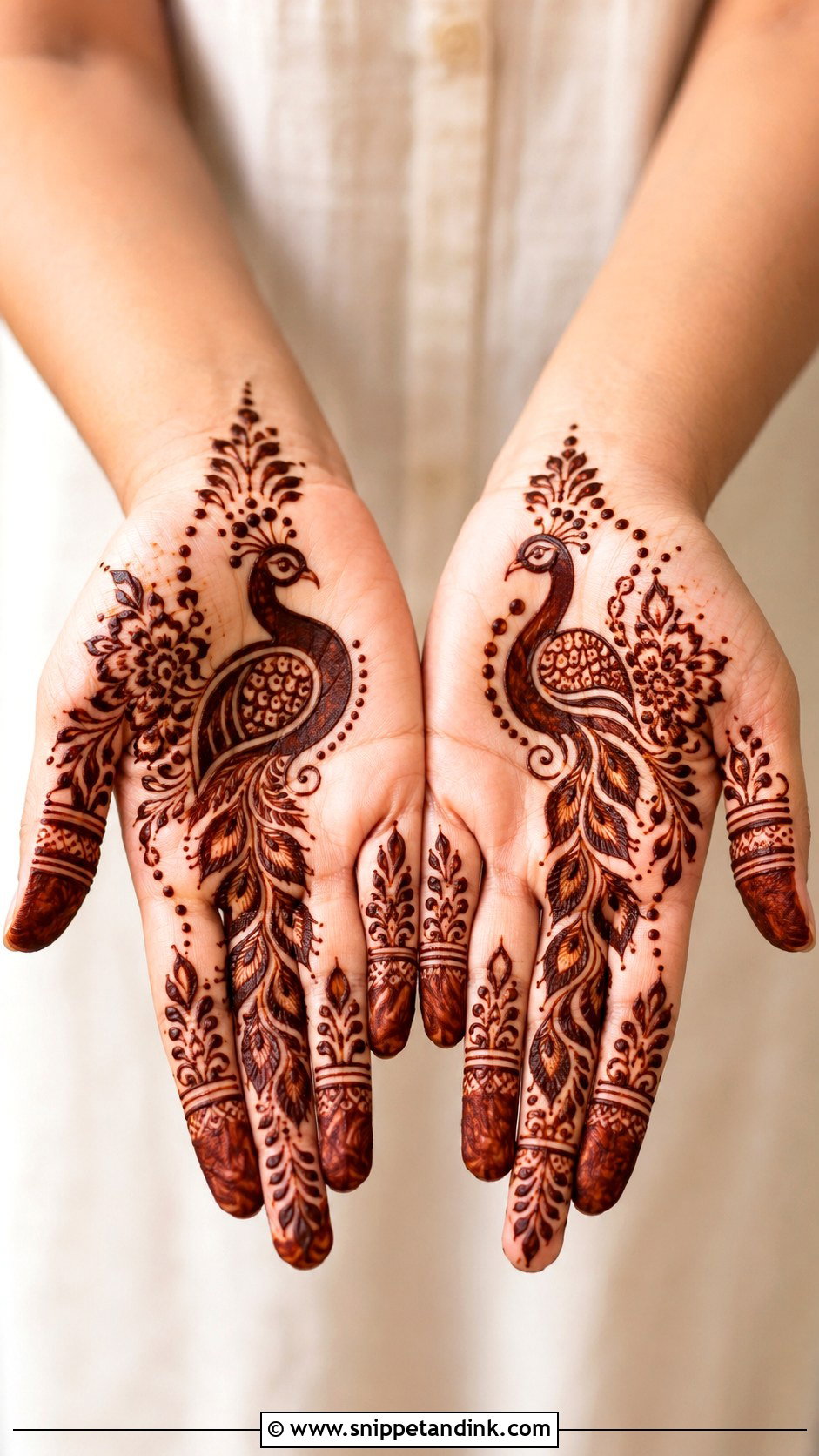 Easy Peacock Mehndi Design - Snippet and Ink - 35 Easy Mehndi Designs for Beginners