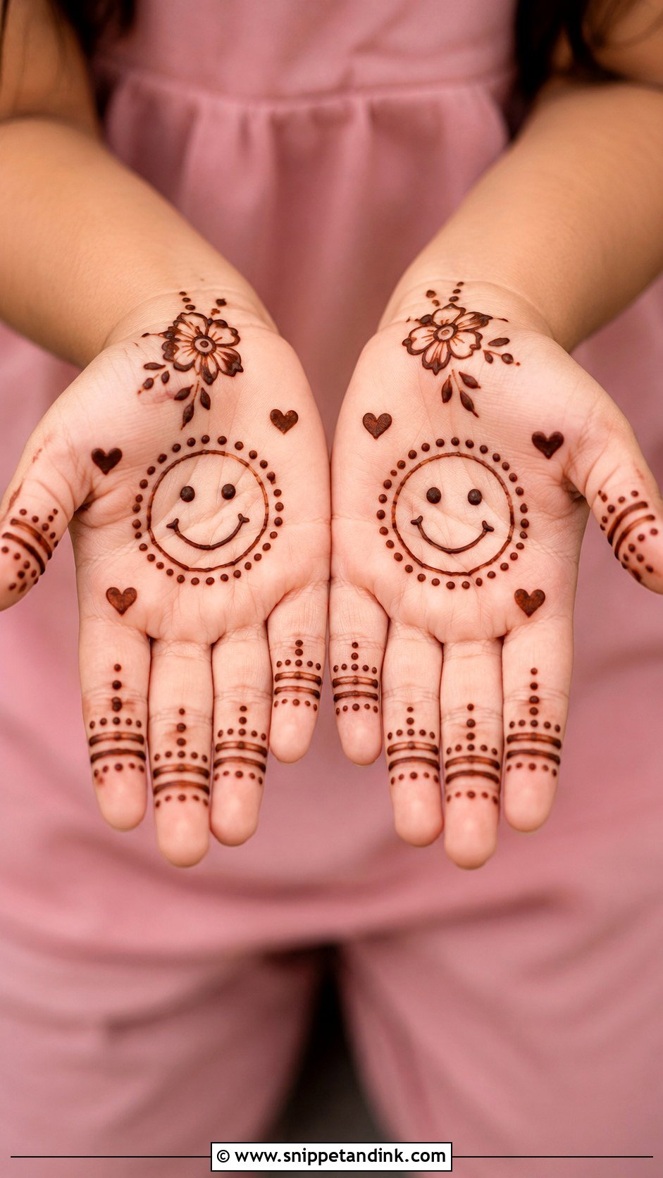 Easy Smiley Mehndi Design for Kids - Snippet and Ink - 30 Very Easy Mehndi Designs for Kids