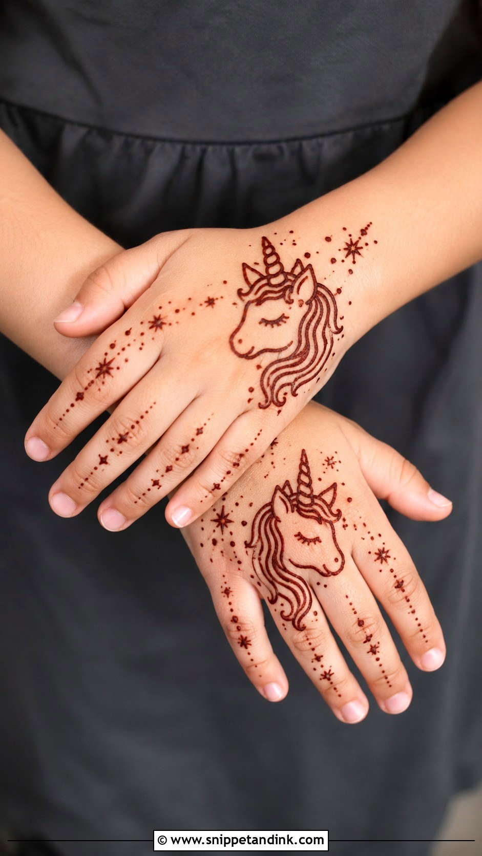 Easy Unicorn Mehndi Design for Kids - Snippet and Ink - 30 Very Easy Mehndi Designs for Kids