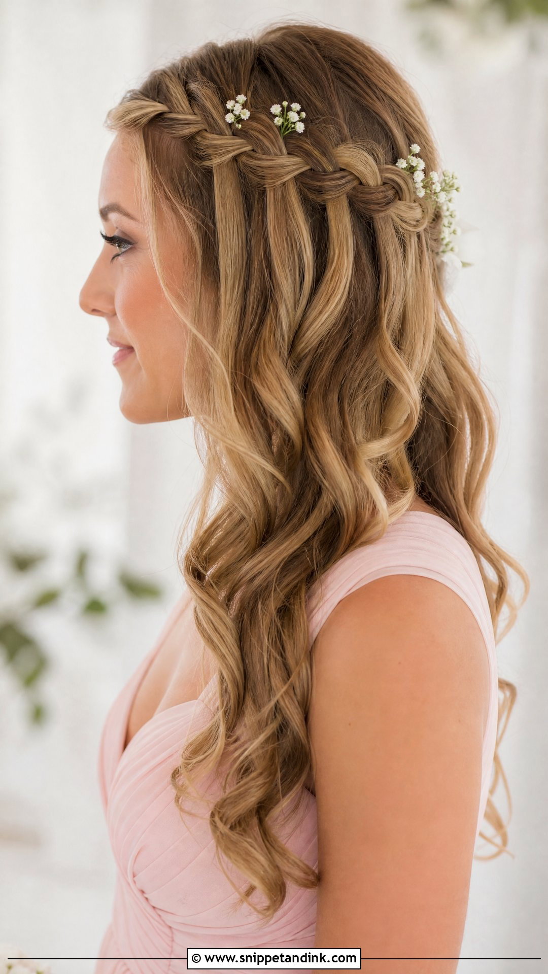 Easy Wedding Waterfall Braid - Snippet and Ink - 15 Cute Easy Wedding Hairstyles