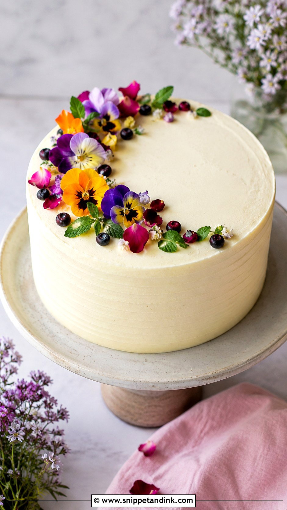 Edible Flower Cake - Snippet and Ink - 20 How to Decorate Cakes for Beginners