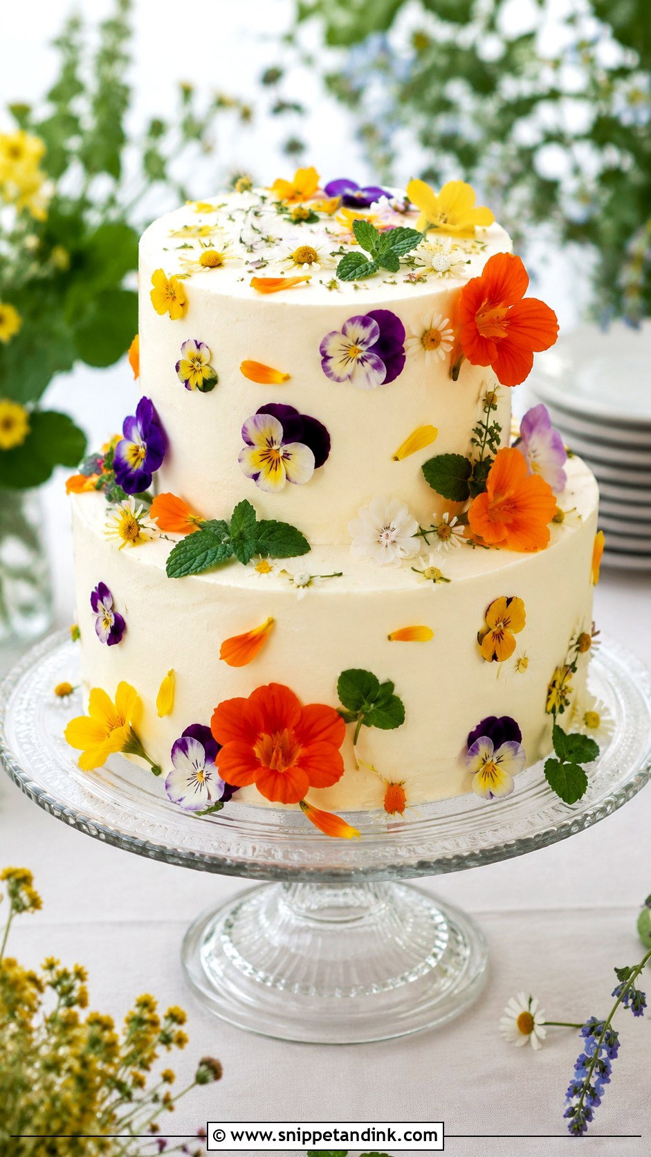 Edible Flower Wedding Cake - Snippet and Ink - 20 Flower Wedding Cake Ideas
