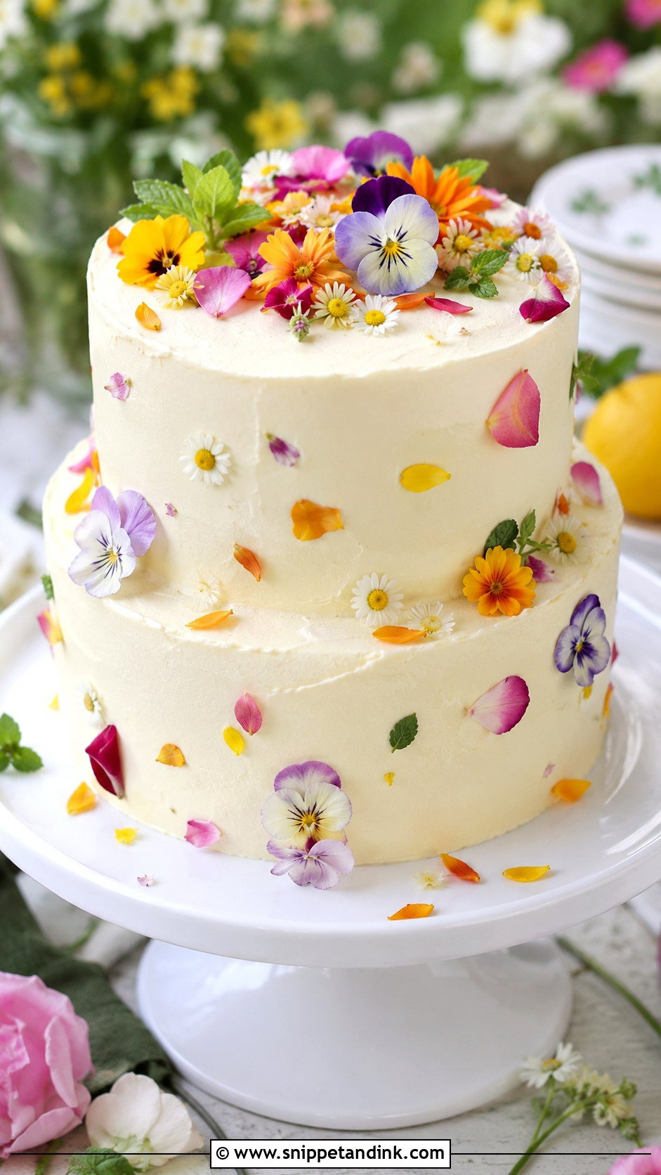 Edible Flower Wedding Cake - Snippet and Ink - 30 Spring Flowers Wedding Cake Ideas