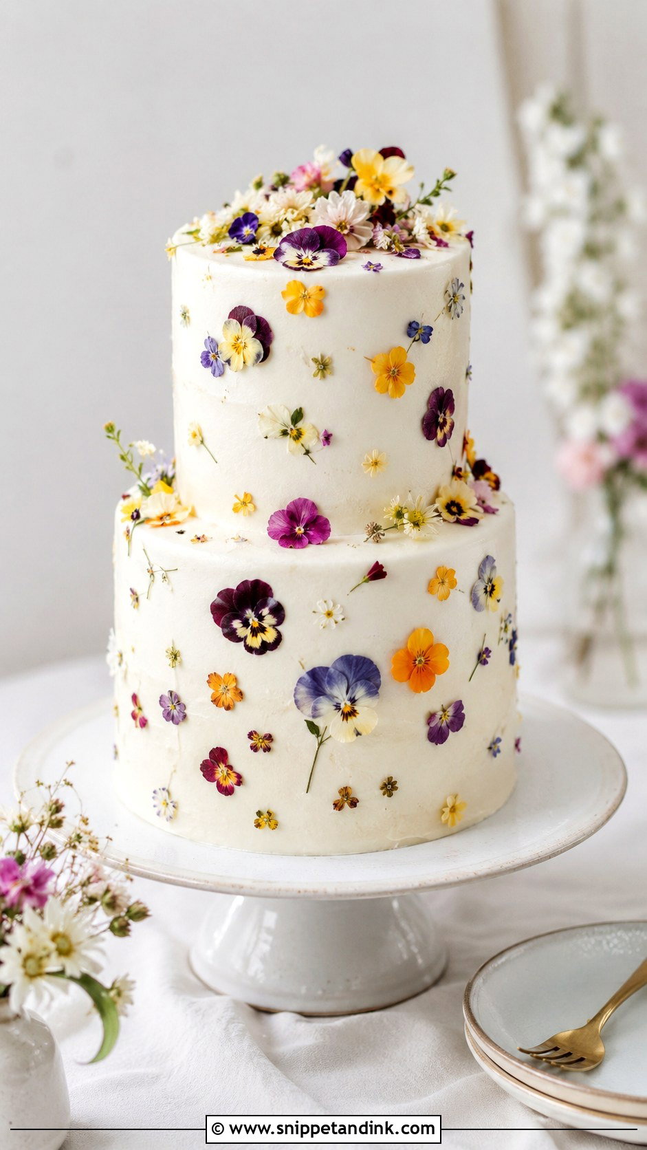 Edible Flower Wedding Cake Photography - Snippet and Ink - 20 Cake Photography Ideas for Wedding
