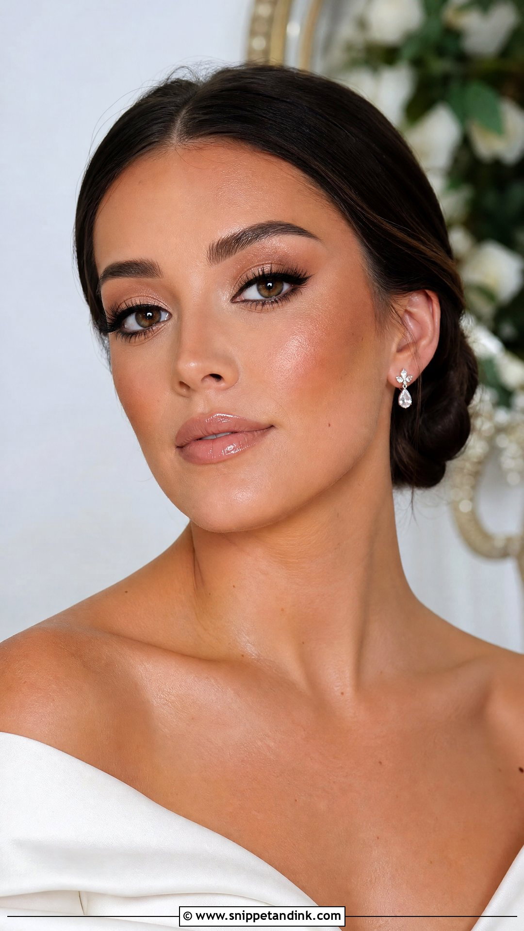 Editorial Bridal Makeup With Glossy Nude Lip - Snippet and Ink - 20 Editorial Bridal Makeup Ideas