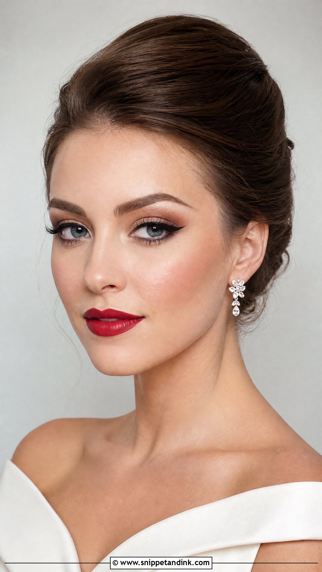 Editorial Bridal Makeup With Red Lip - Snippet and Ink - 20 Editorial Bridal Makeup Ideas