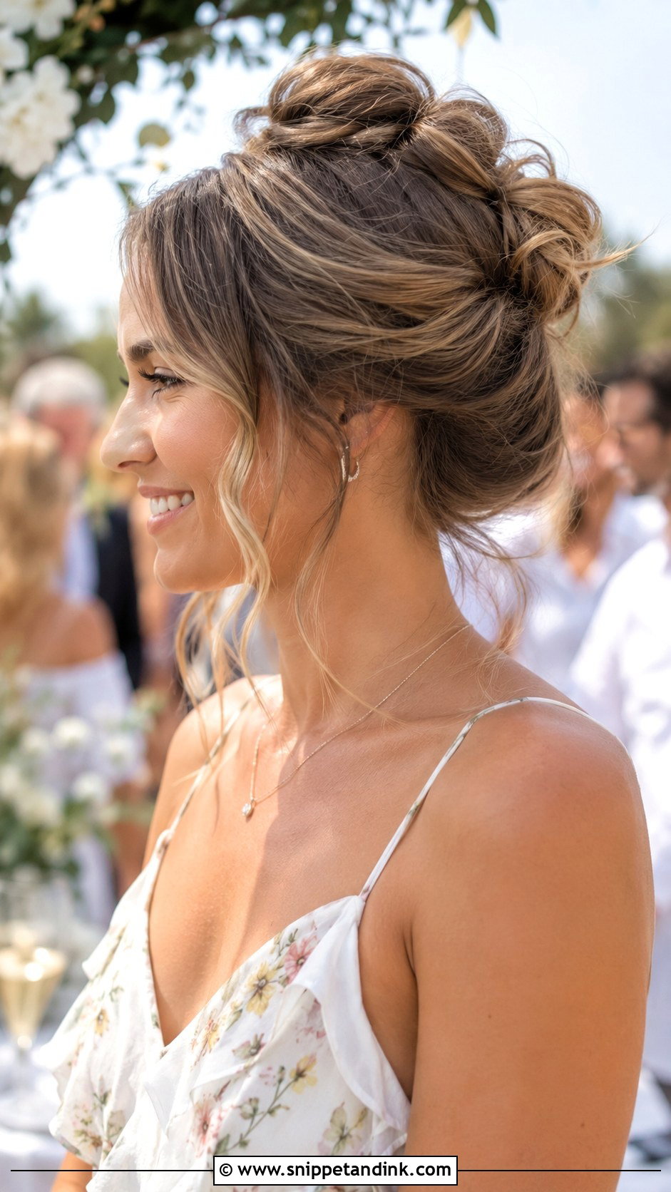 Effortless Messy Bun - Snippet and Ink - 30 Wedding Guest Hairstyles