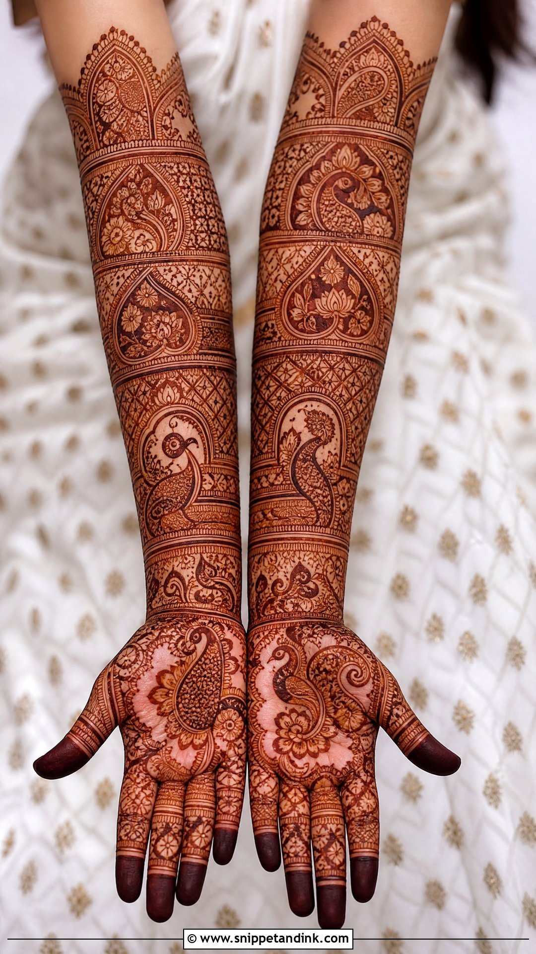 Elbow Length Bridal Mehndi Design - Snippet and Ink - 30 Indian Bridal Mehndi Designs