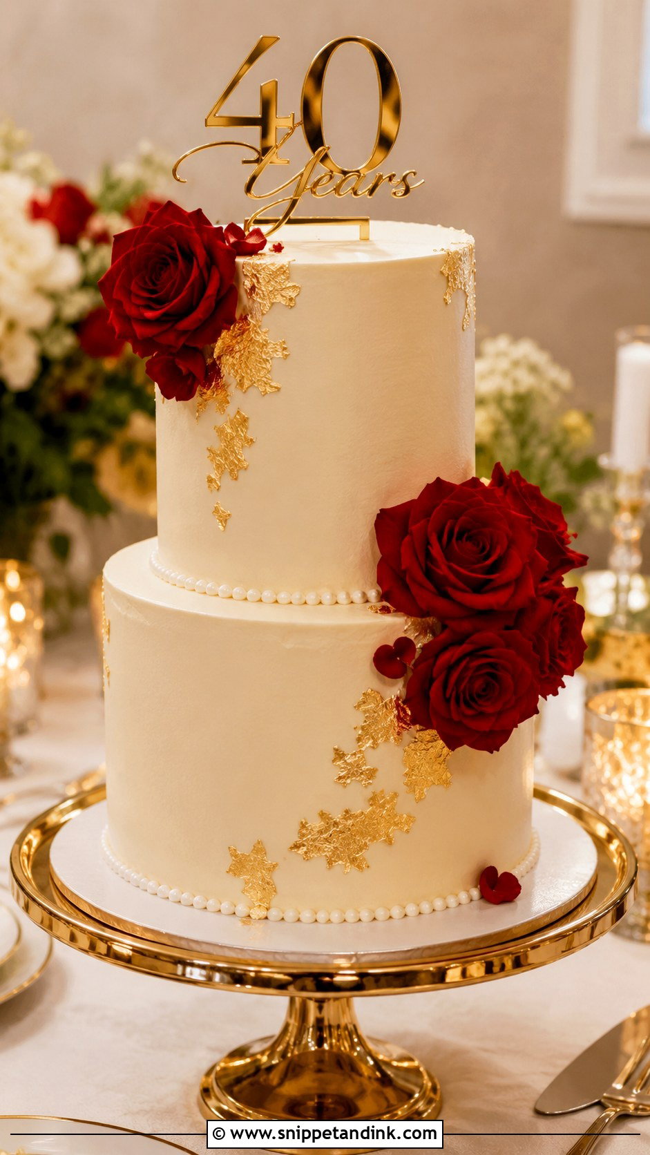 Elegant 40th Anniversary Cake - Snippet and Ink - 20 40th Anniversary Cake for Parents