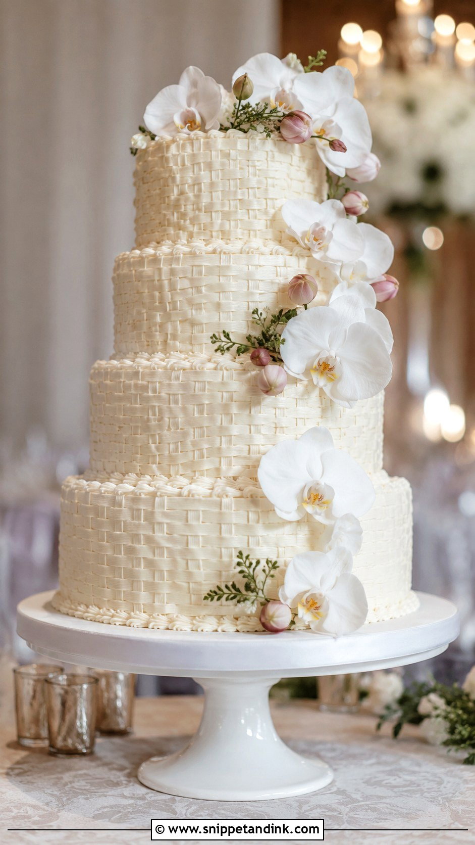 Elegant Basket Wedding Cake With Orchids - Snippet and Ink - 20 Basket Cakes with Flowers for Wedding
