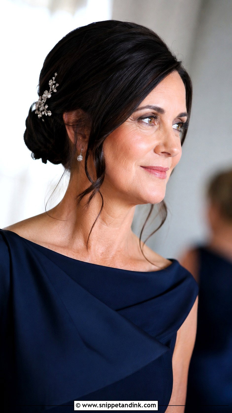 Elegant Bun With Side Part for Mother of the Bride - Snippet and Ink - 25 Wedding Hair for Mother of the Bride Ideas