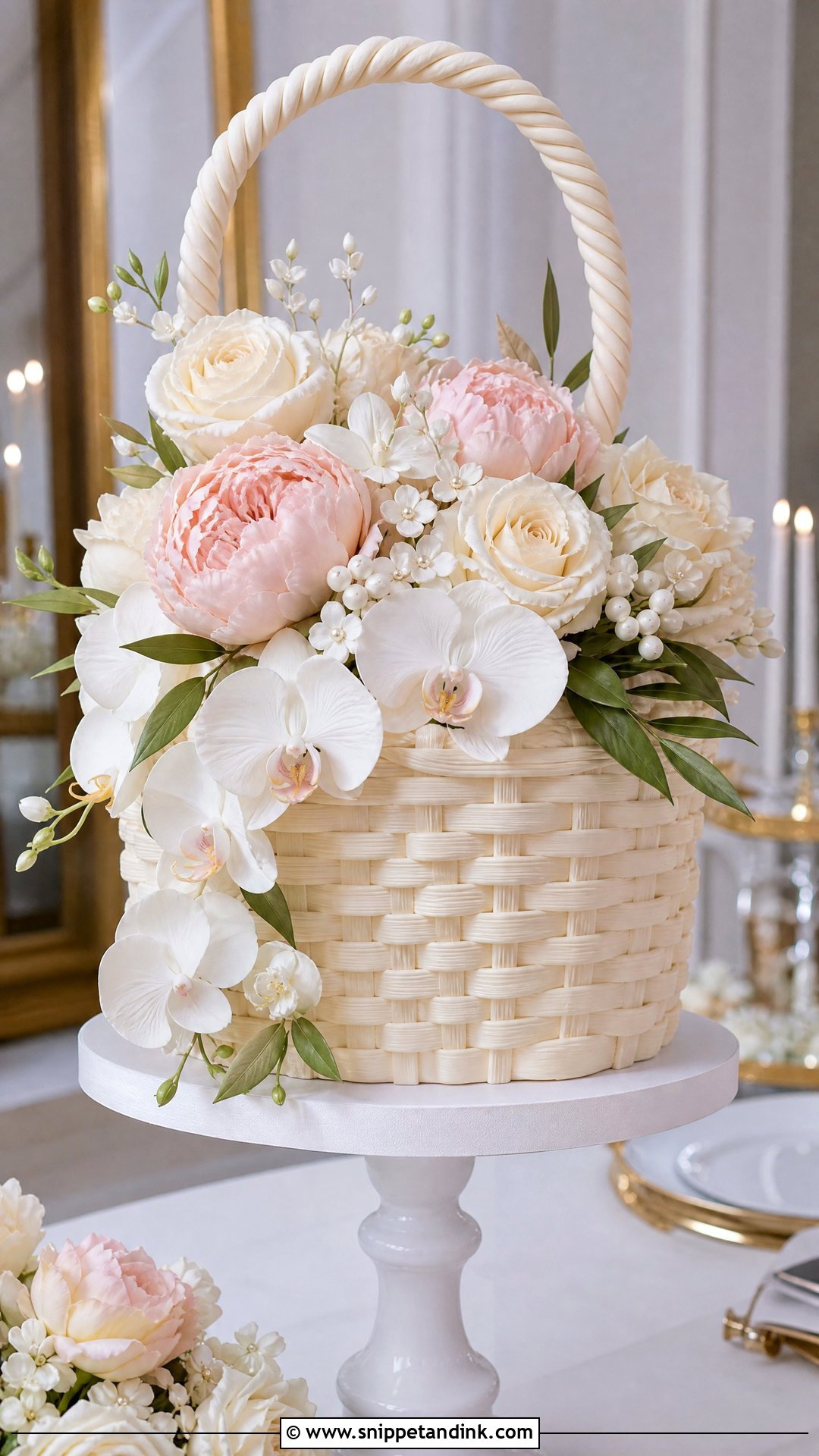 Elegant Flower Basket Wedding Cake - Snippet and Ink - 25 Flower Basket Cake Ideas for Wedding