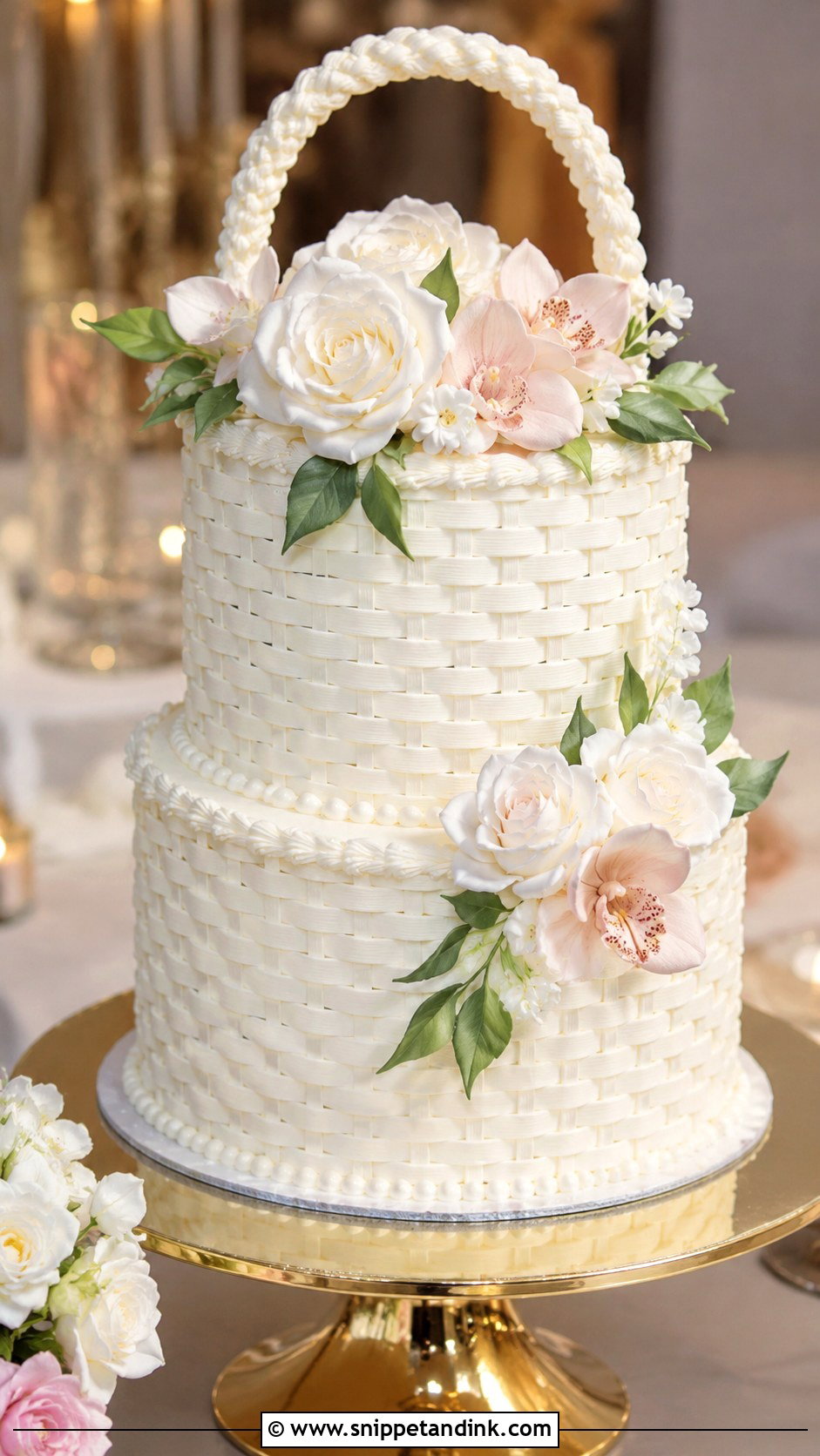Elegant Flower Basket Wedding Cake - Snippet and Ink - 20 Flower Basket Cake Designs for Wedding
