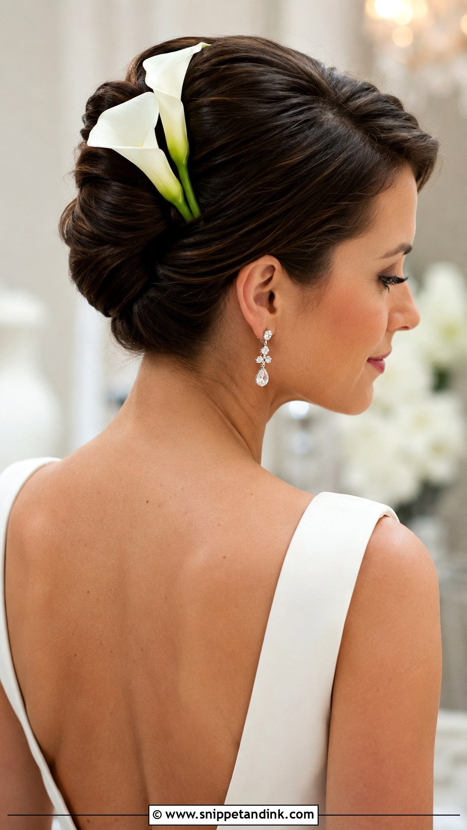Elegant French Twist With Calla Lilies - Snippet and Ink - 25 Wedding Hair Flowers