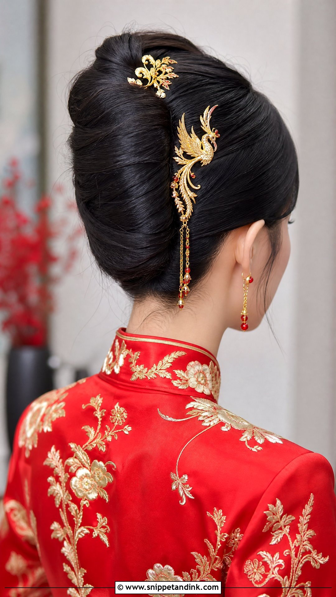 Elegant French Twist With Ornaments - Snippet and Ink - 20 Chinese Wedding Hair Ideas