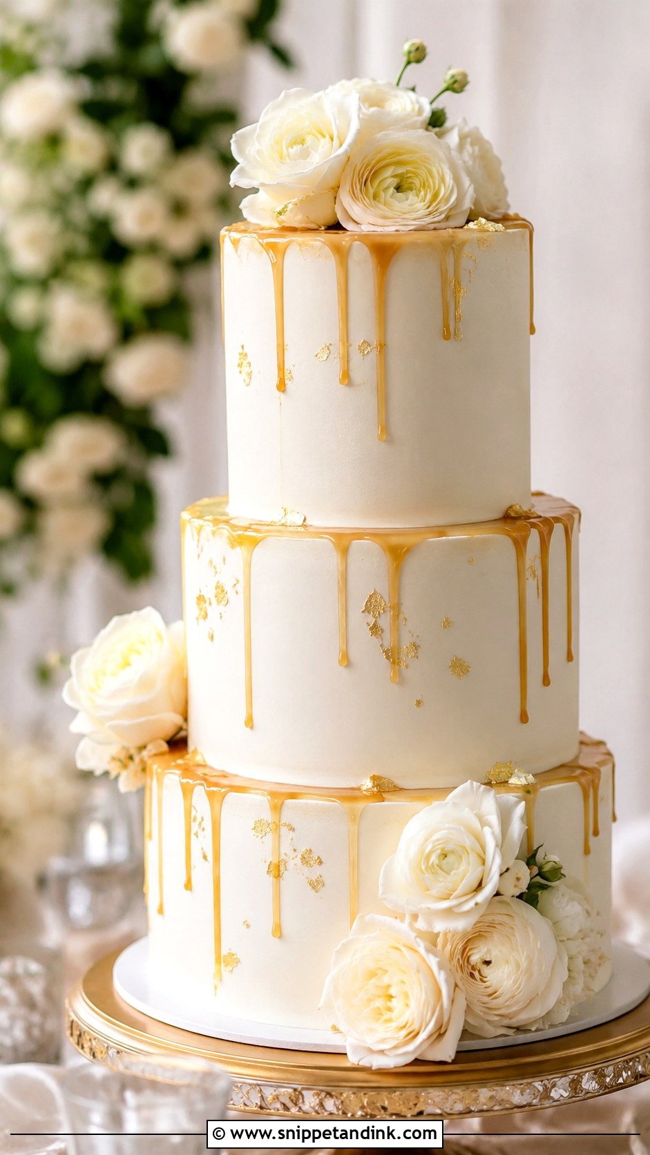 Elegant Honey Drip Wedding Cake - Snippet and Ink - 20 Honey Cake Design Ideas for Wedding