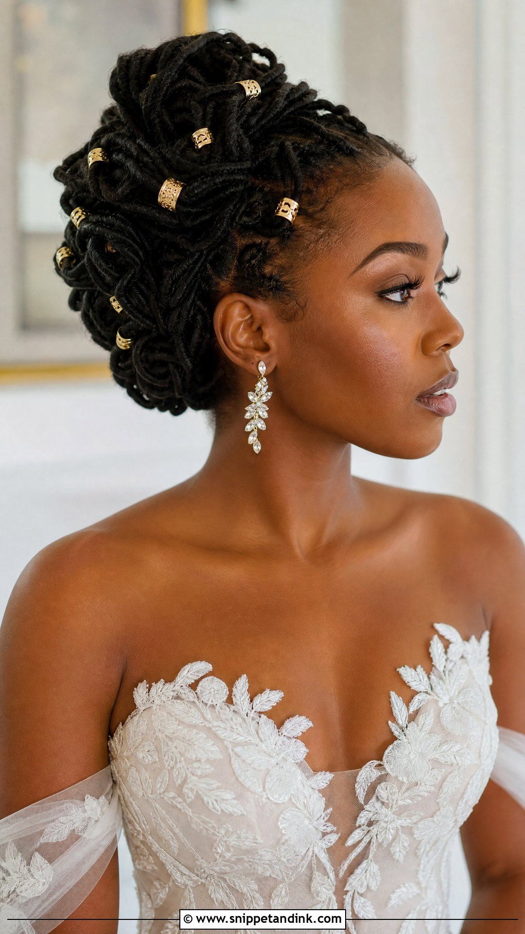 Elegant Loc Updo for Black Brides - Snippet and Ink - 25 Black Hair Bride Hairstyles