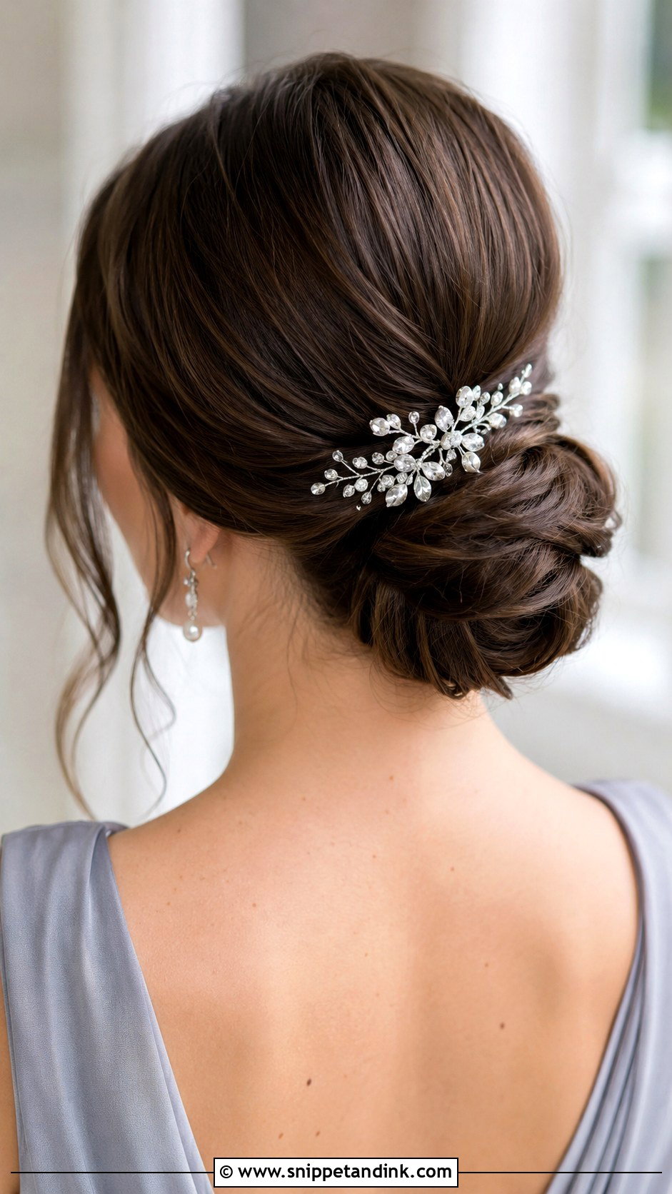 Elegant Low Bun With Hair Comb - Snippet and Ink - 20 Bridesmaid Low Bun Hairstyles