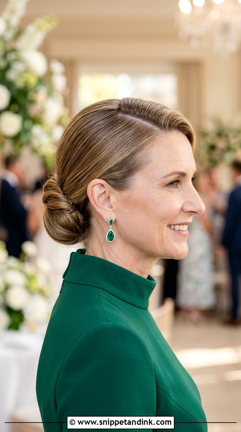Elegant Low Bun With Side Part - Snippet and Ink - 20 Bride Mom Hairstyle Ideas