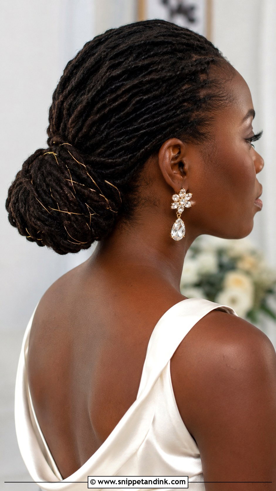 Elegant Low Bun for Locs - Snippet and Ink - 20 Natural Hair Styles for Wedding