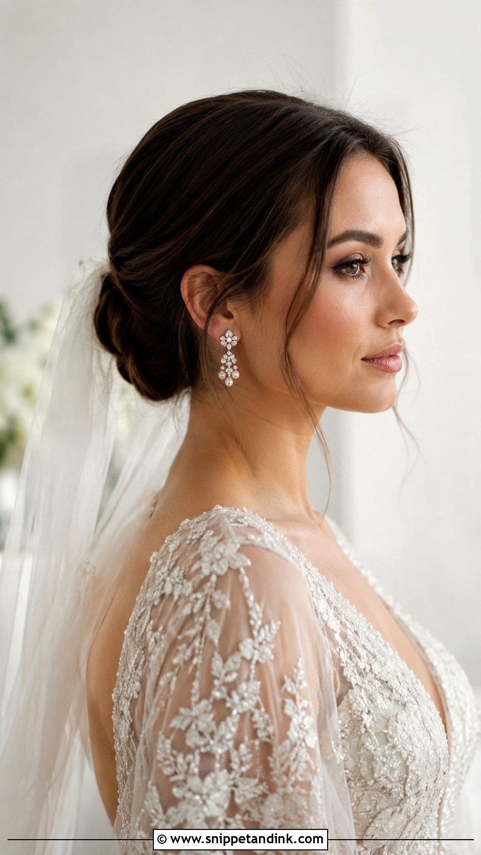 Elegant Low Bun for Short Hair - Snippet and Ink - 20 Short Hair Ideas for Wedding