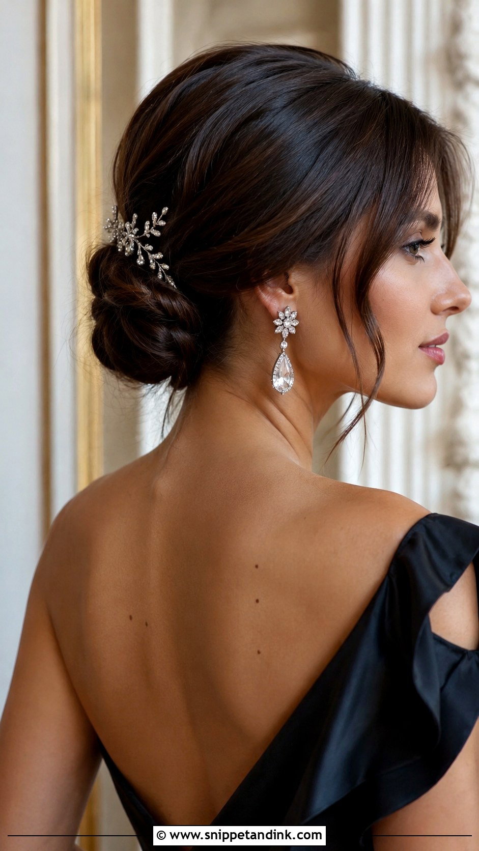Elegant Low Bun for Short Hair Wedding Guest - Snippet and Ink - 25 Short Hairstyles for Wedding Guest