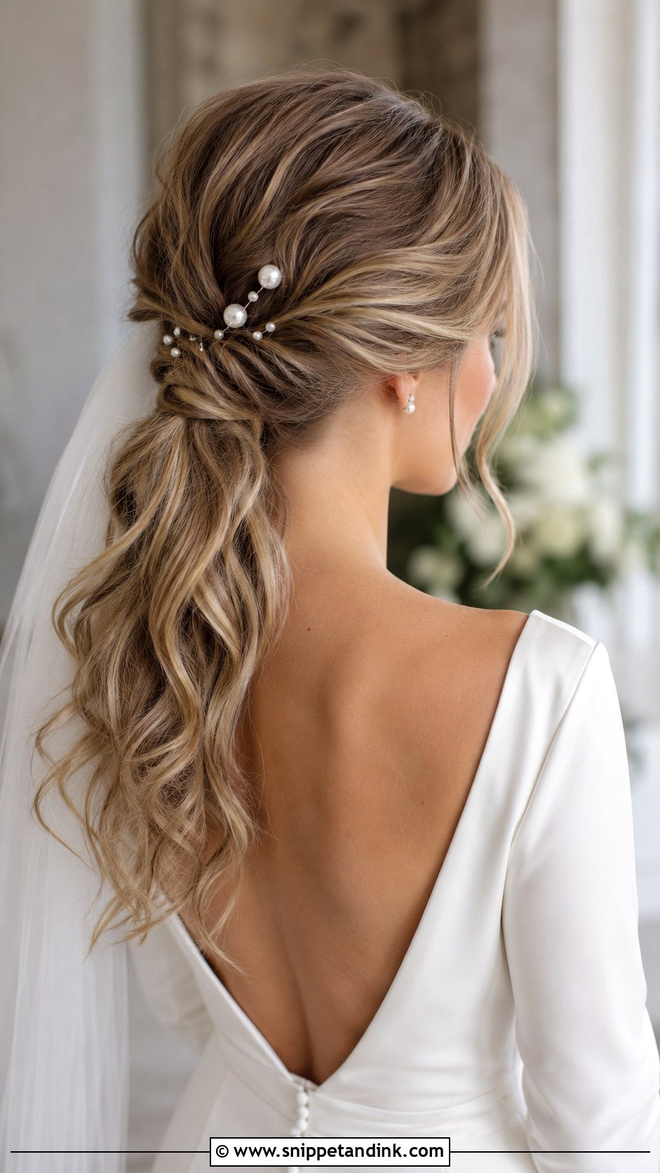 Elegant Low Chignon Ponytail - Snippet and Ink - 30 Ponytail Wedding Hairstyles